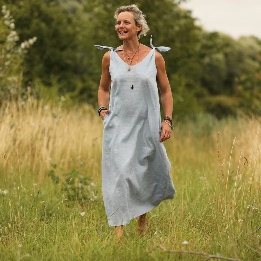 Robe Laëtitia - lin bleu doux - Image 6