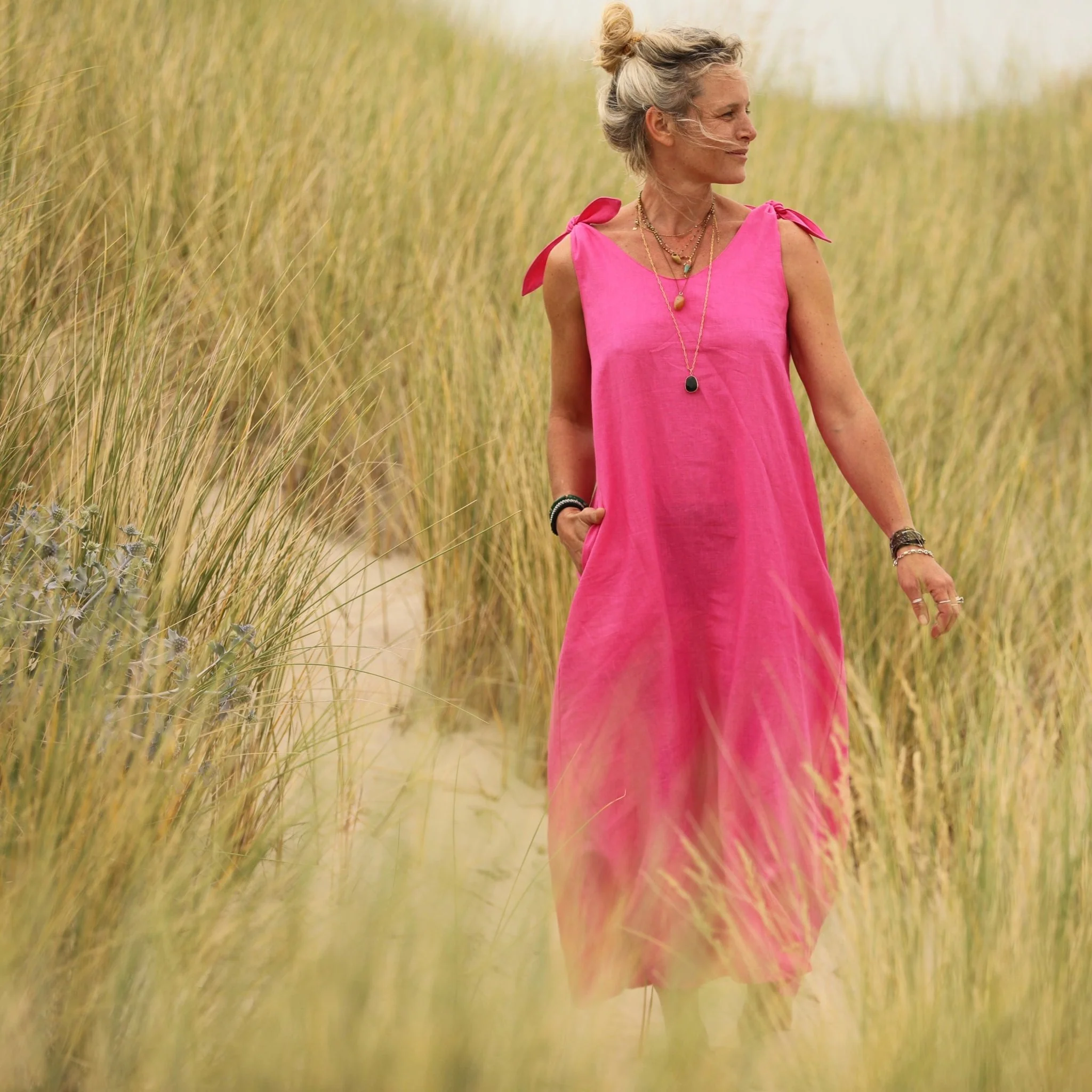 Robe Laëtitia - lin rose fluo