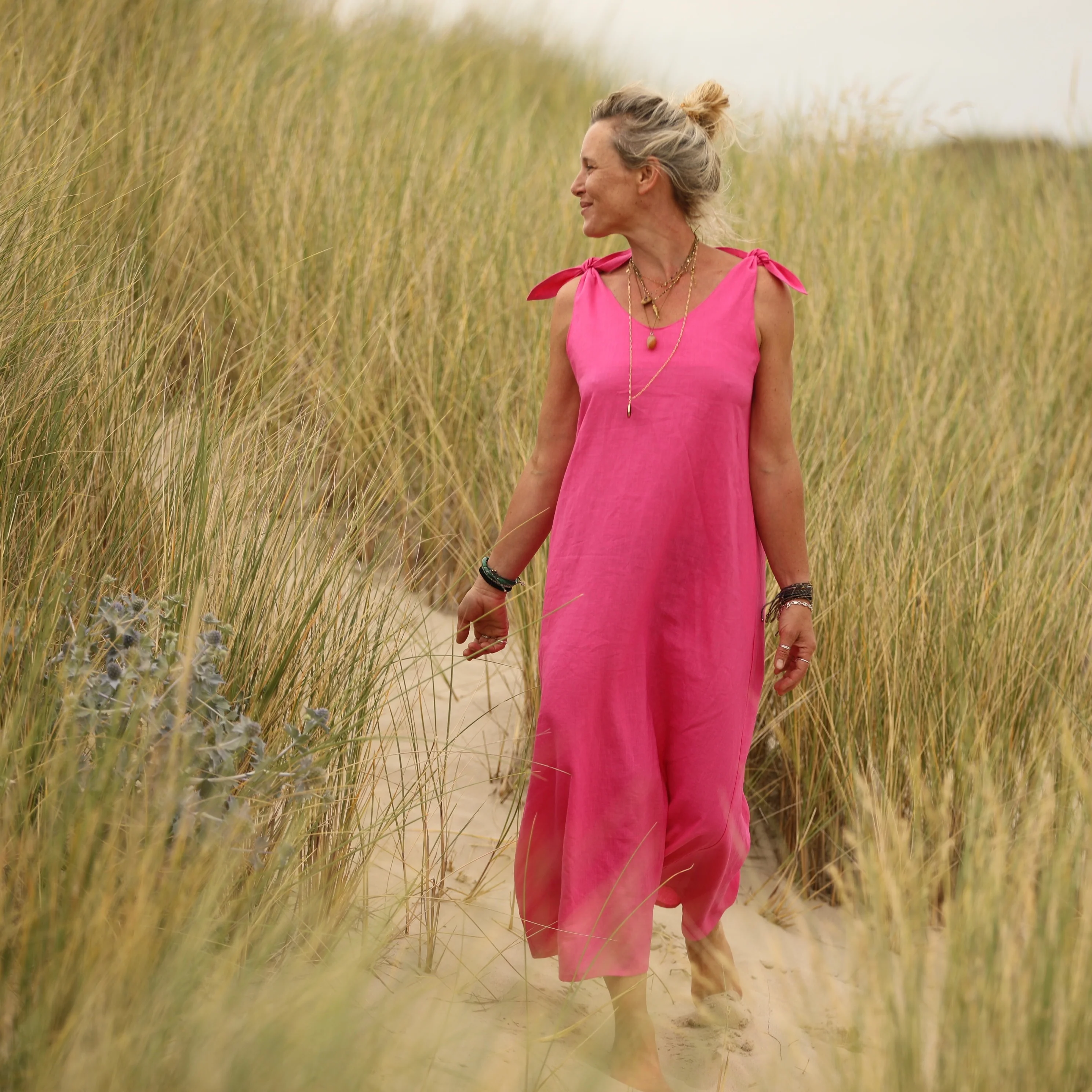 Robe Laëtitia - lin rose fluo - Image 5