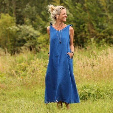 Robe Laëtitia - lin bleu majorelle