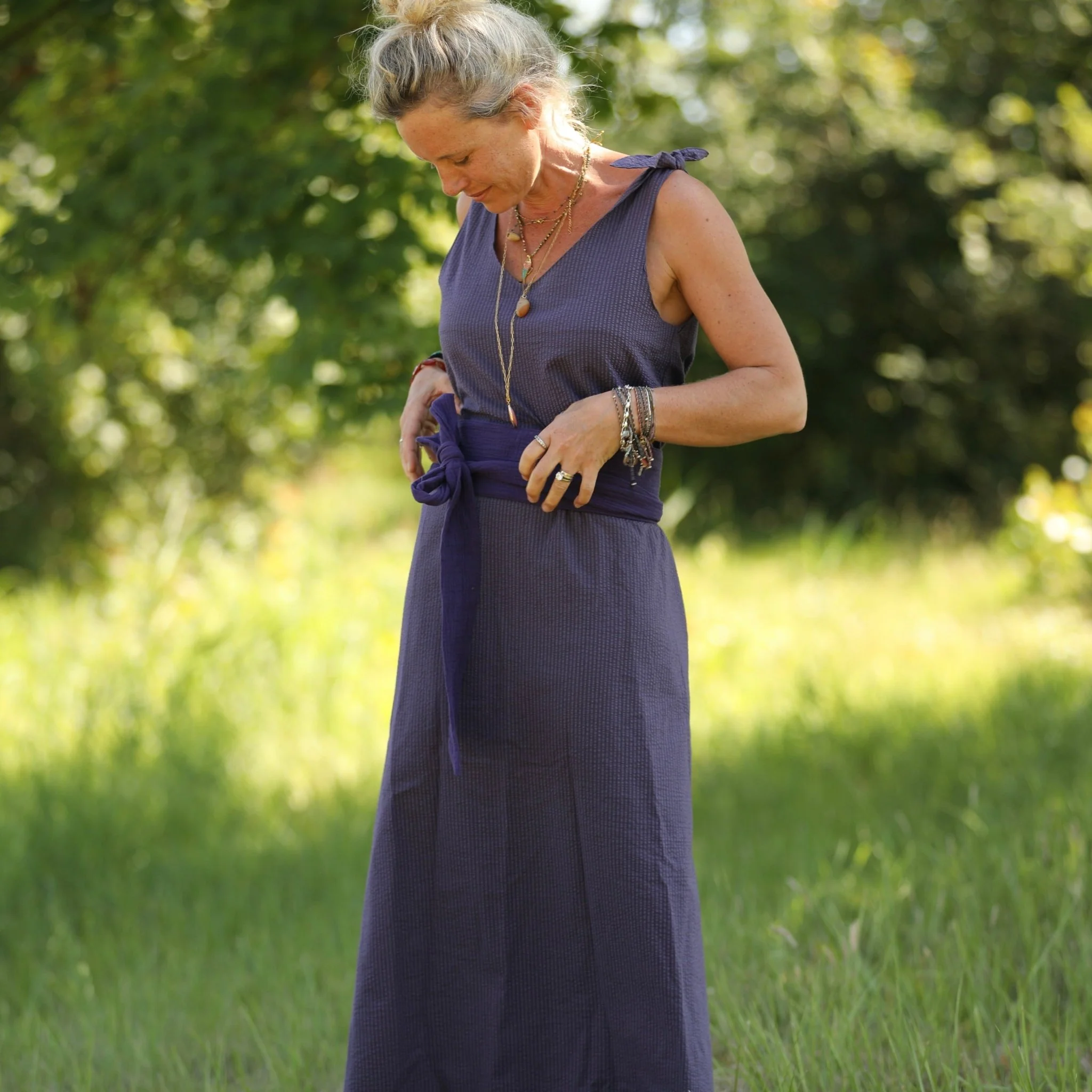 Robe Laëtitia - Seersucker de coton prune - Image 10