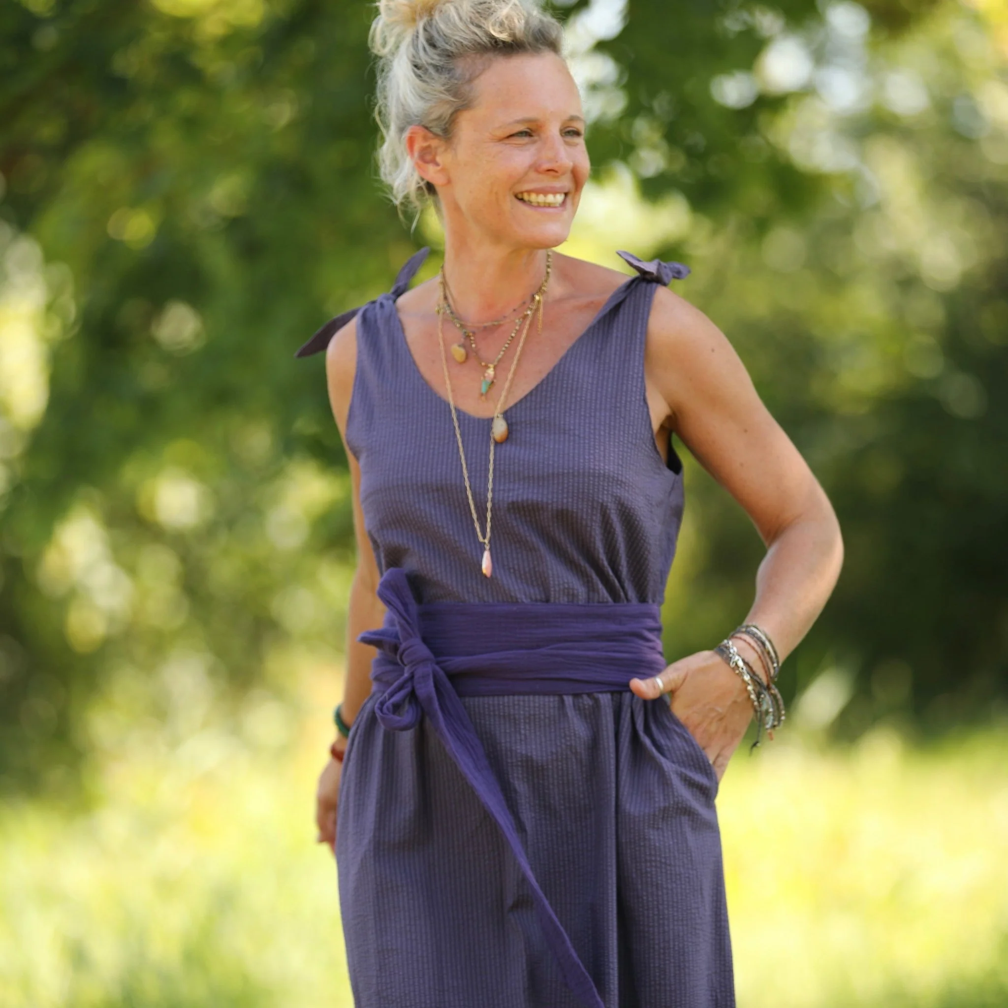 Robe Laëtitia - Seersucker de coton prune - Image 4