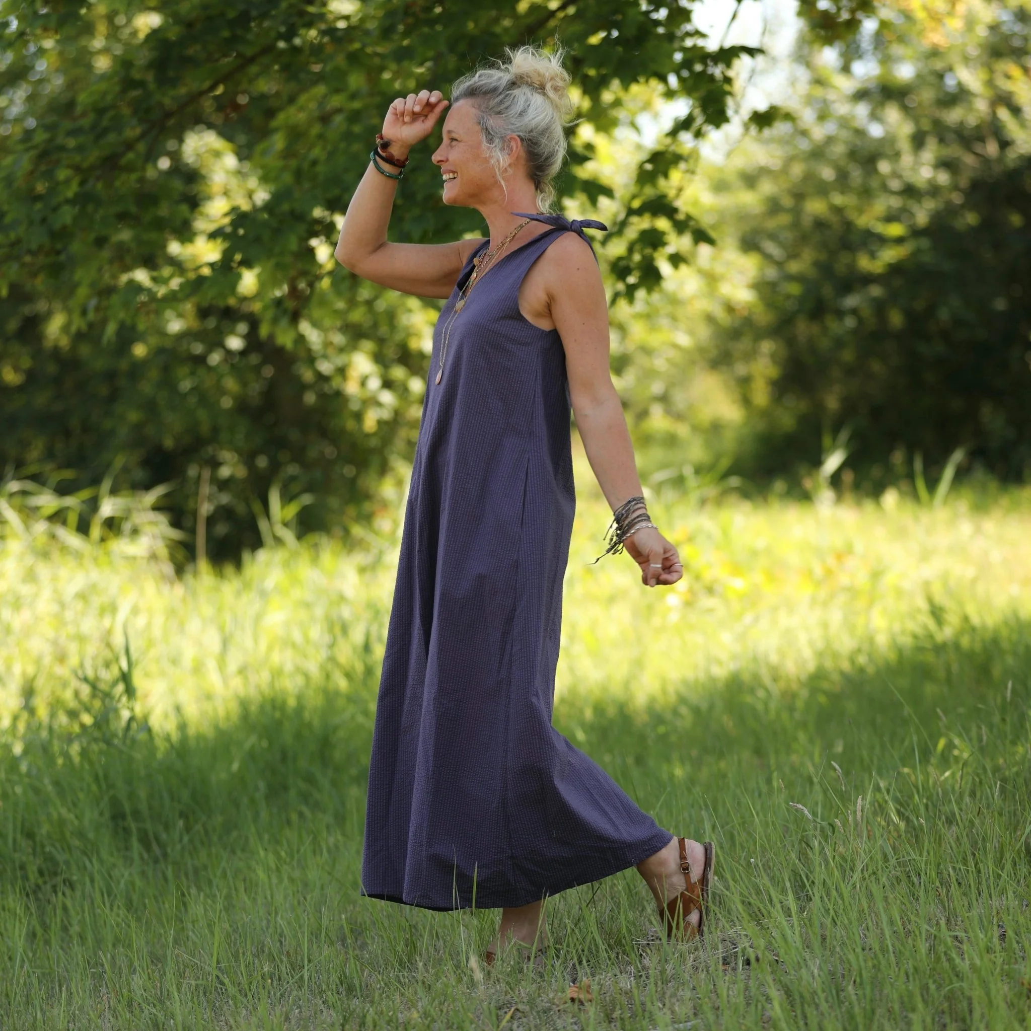 Robe Laëtitia - Seersucker de coton prune - Image 5