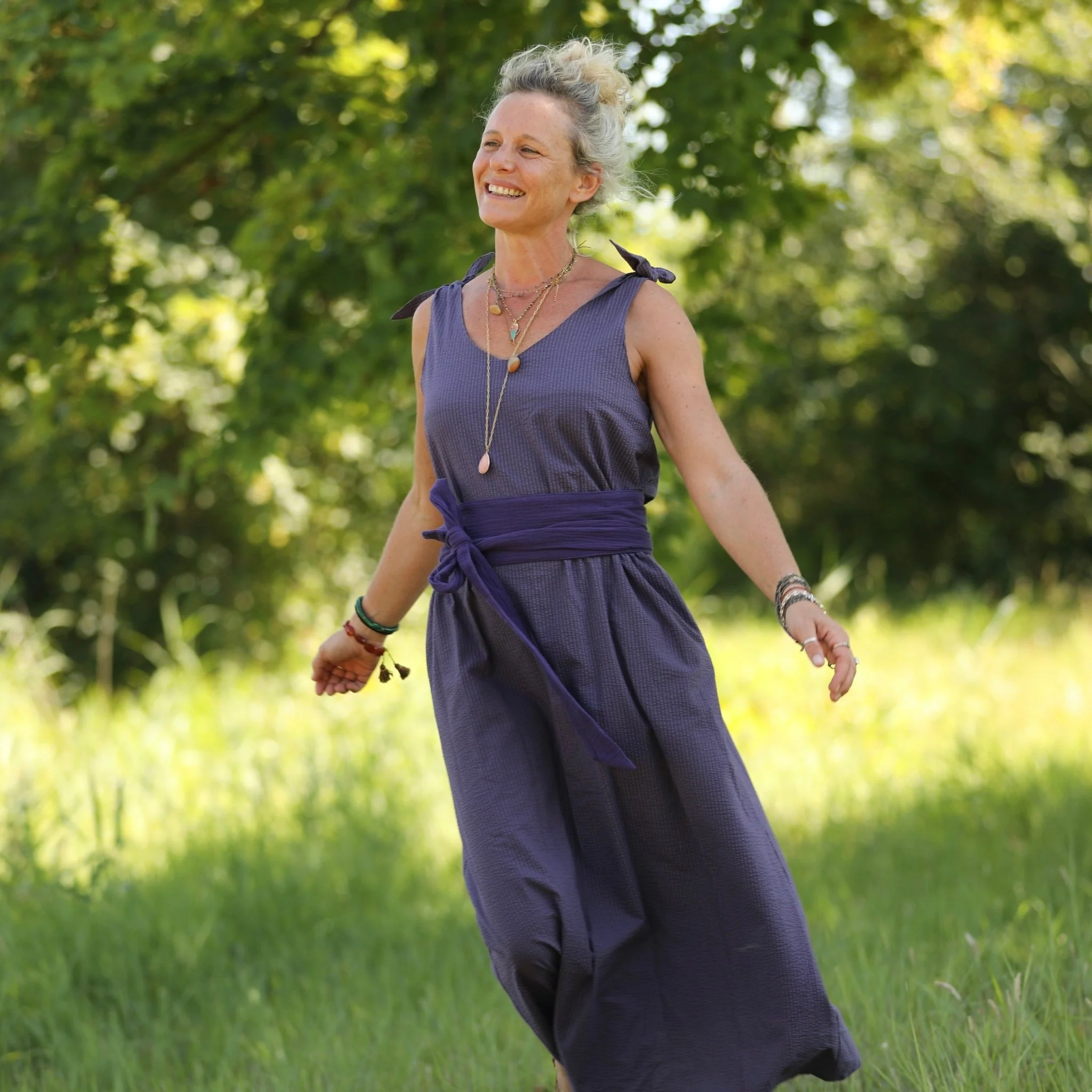 Robe Laëtitia - Seersucker de coton prune - Image 6