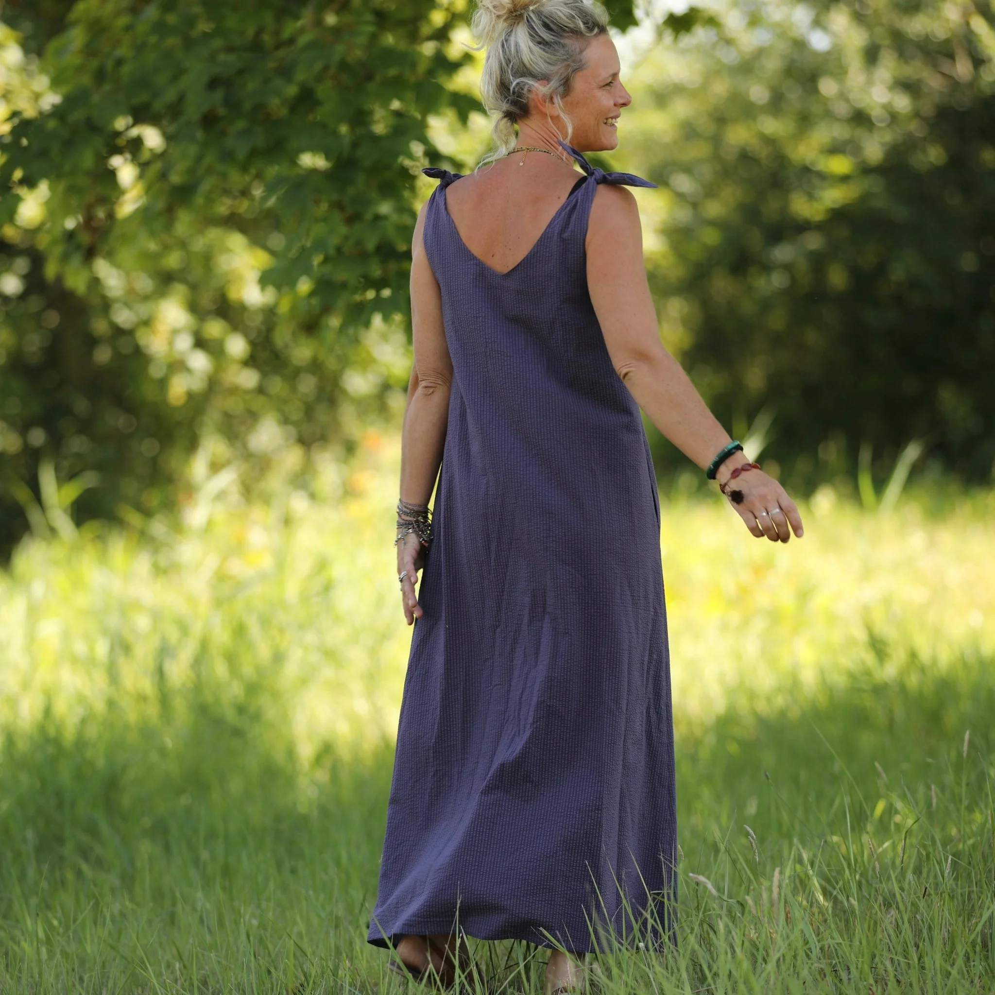 Robe Laëtitia - Seersucker de coton prune - Image 8