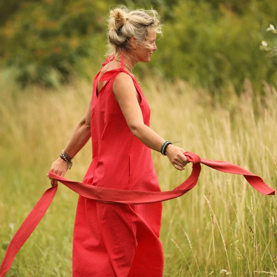 Robe Laëtitia - seersucker de coton de coton feu - Image 3