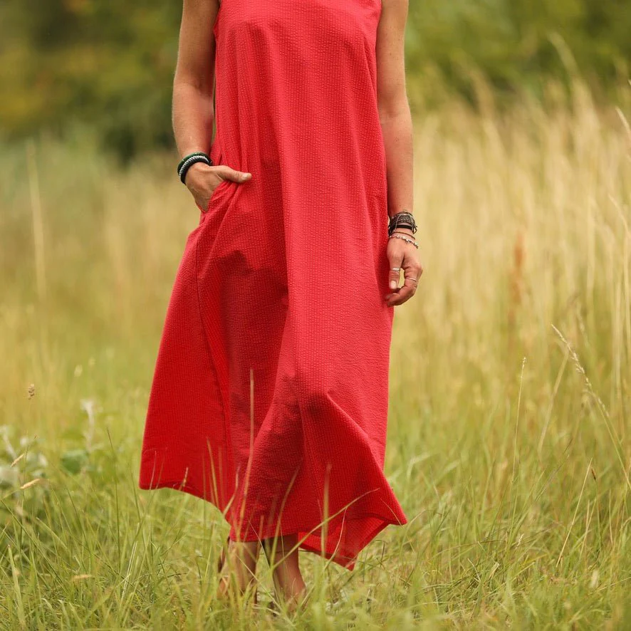 Robe Laëtitia - seersucker de coton de coton feu - Image 5