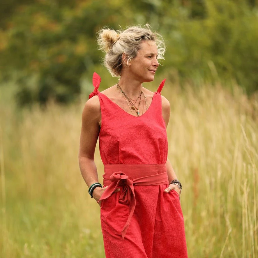 Robe Laëtitia - seersucker de coton de coton feu - Image 7