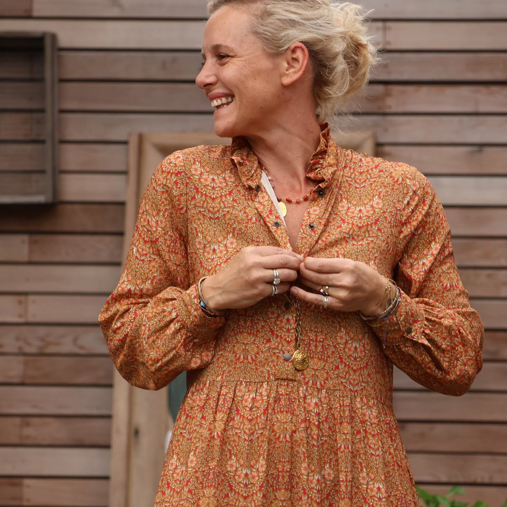 Robe Pomme - Viscose fleurs de Sintra - Image 3