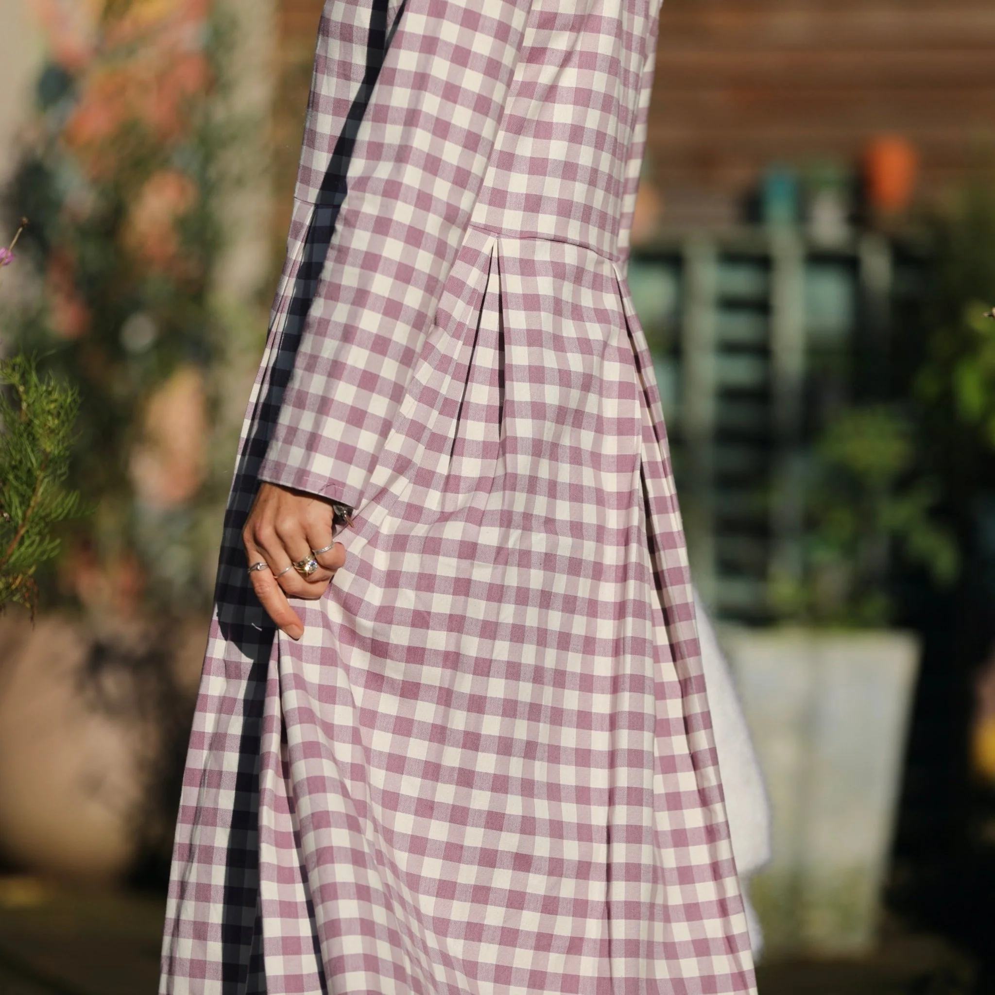 Robe Louisa - carreaux de coton lilas - Image 3