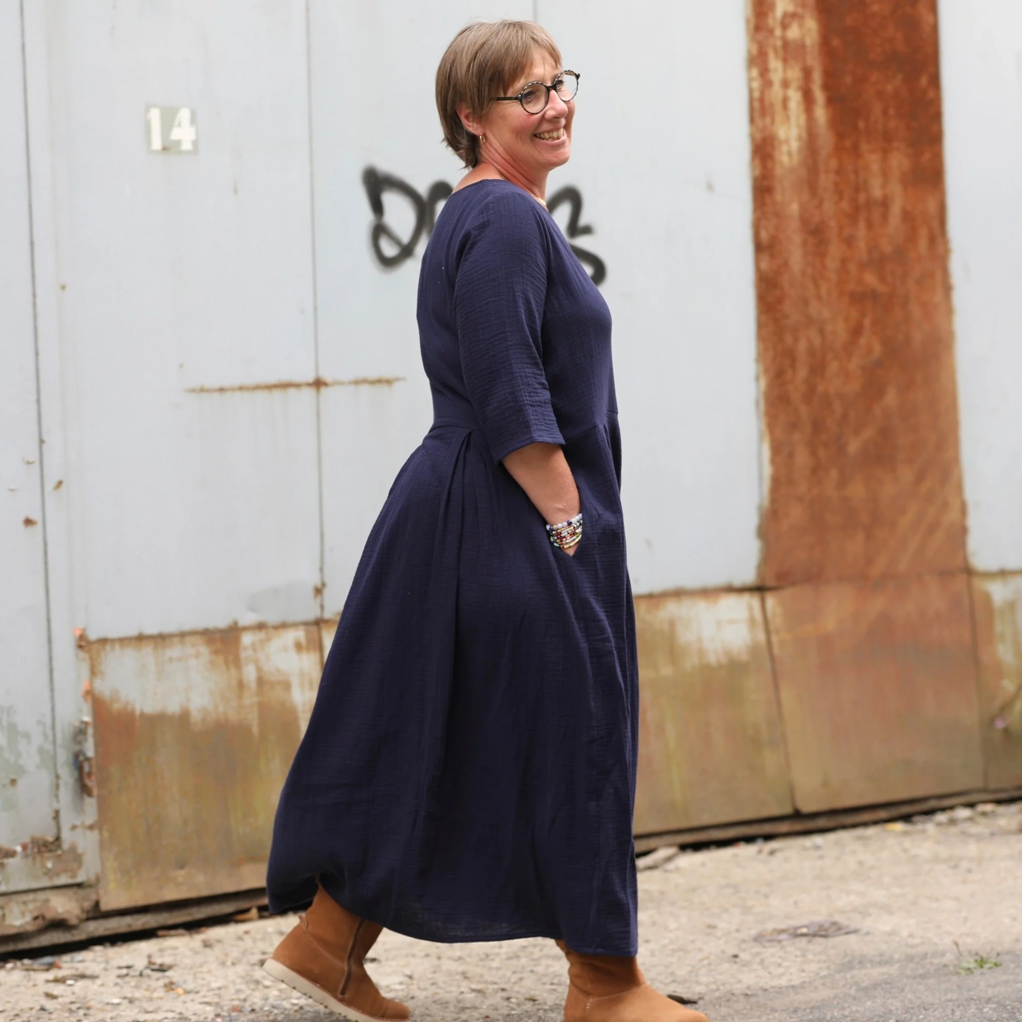 Robe Louisa double gaze de coton bougainvillier - Image 9