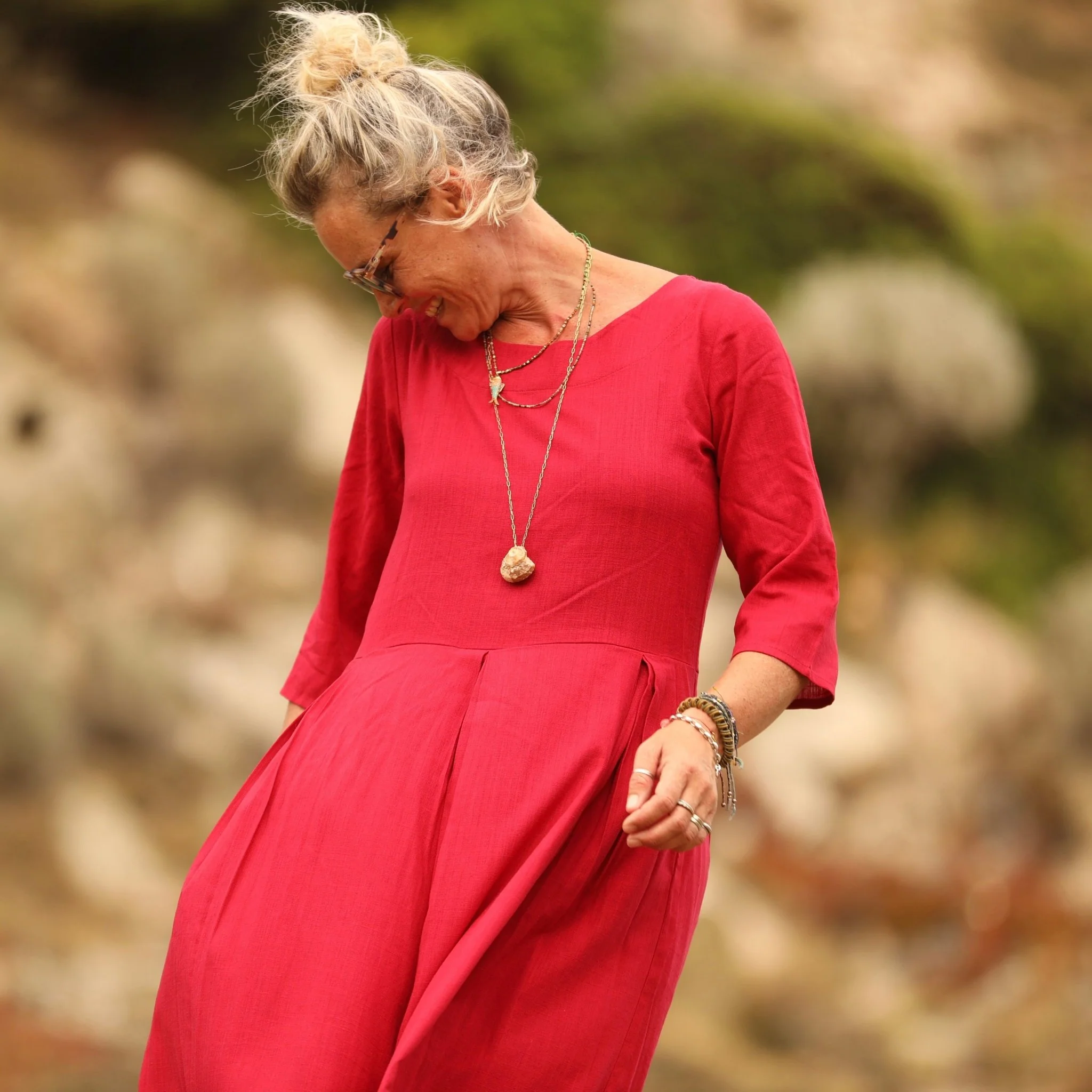 Robe Louisa coton-lin coquelicot - Image 5