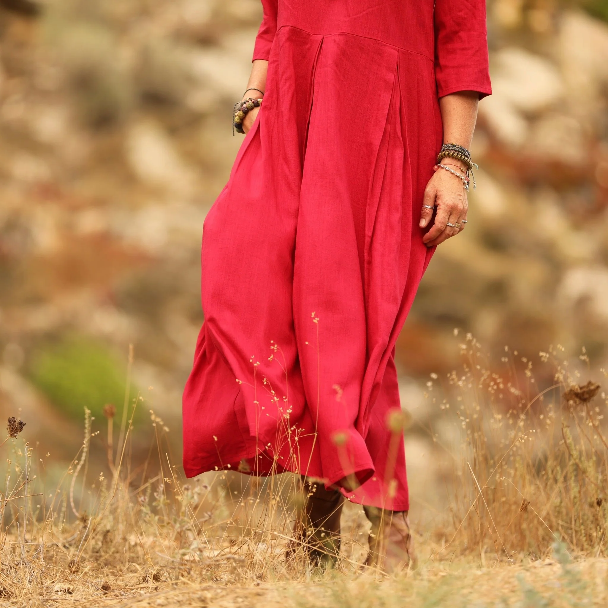 Robe Louisa coton-lin coquelicot - Image 6