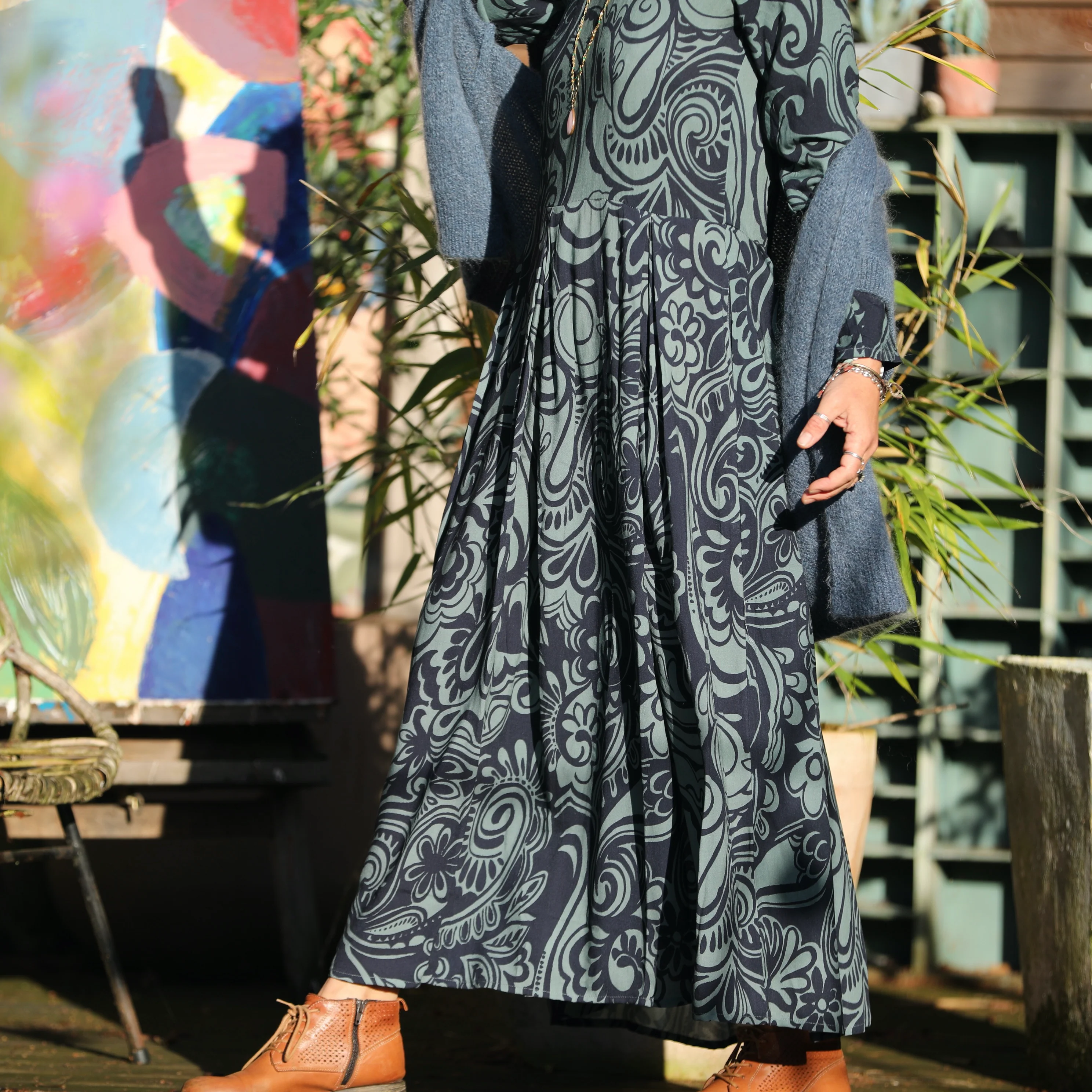 Robe Louisa manches 3/4 viscose floral - Image 3