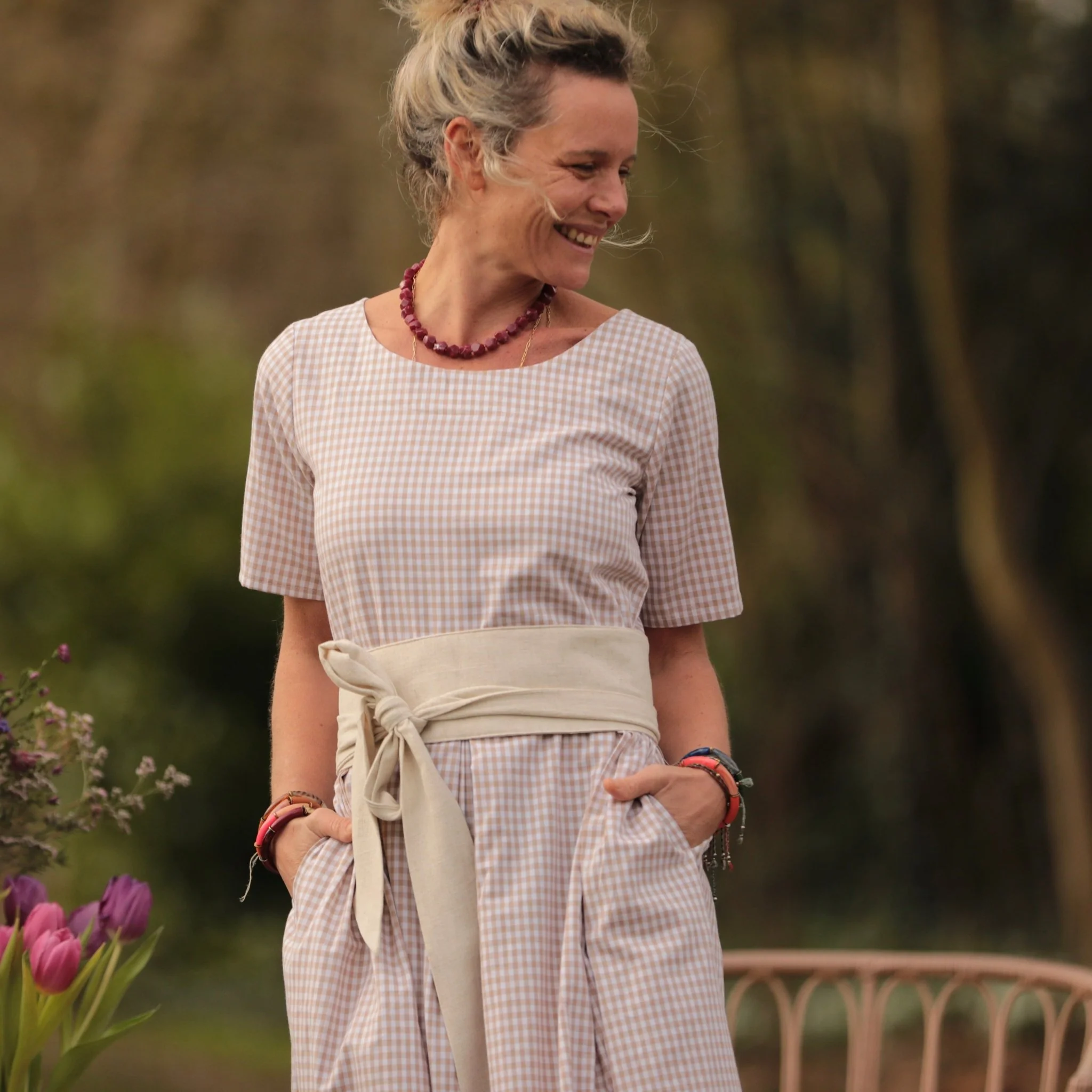Robe Louisa - Vichy ficelle - Image 11