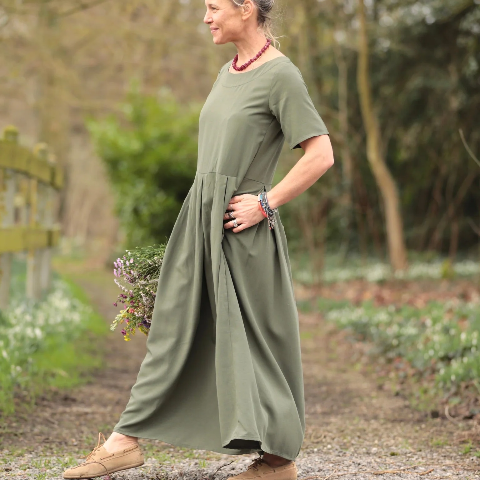 Robe Louisa - Viscose/lin kaki - Image 6