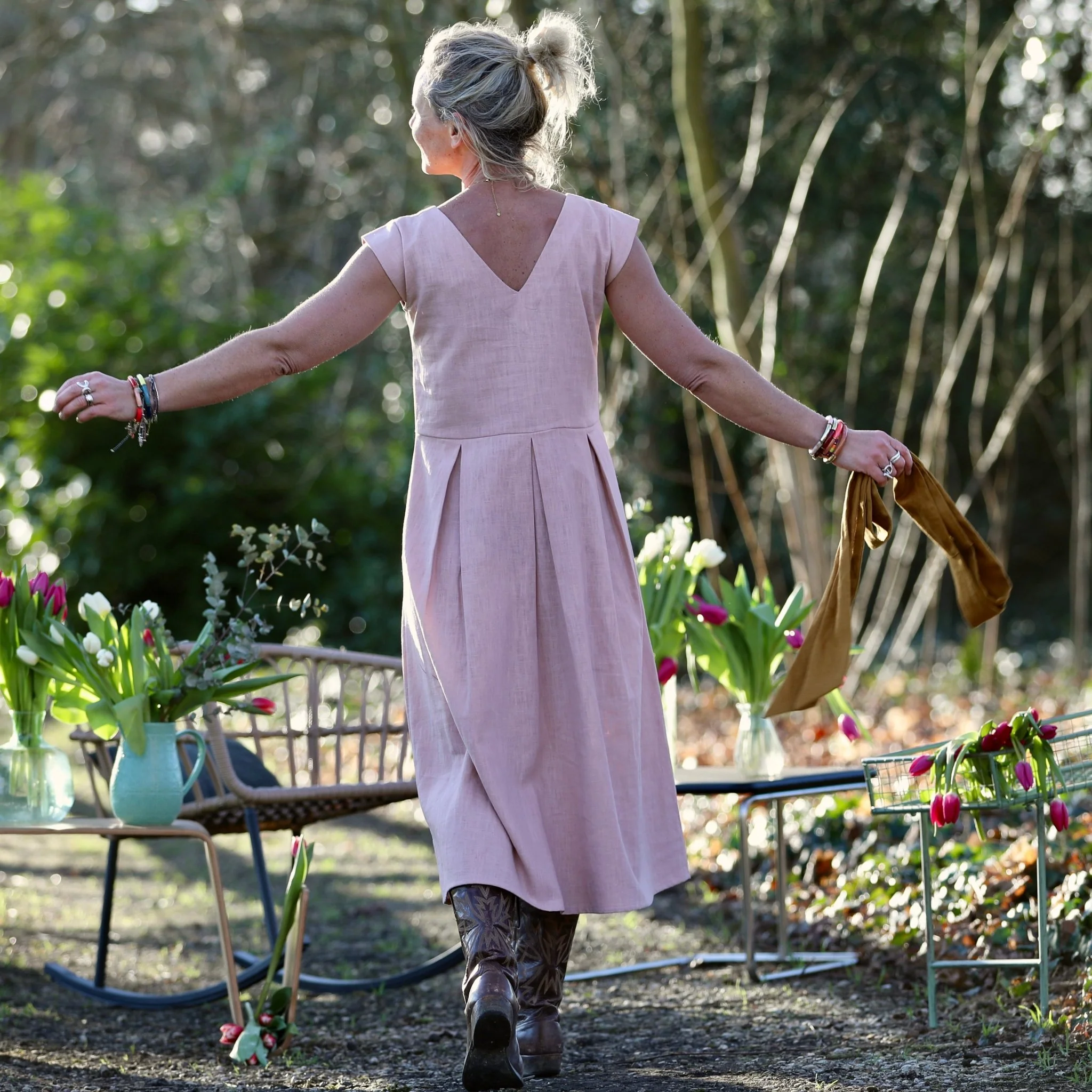 Robe Louison - lin rose poudré