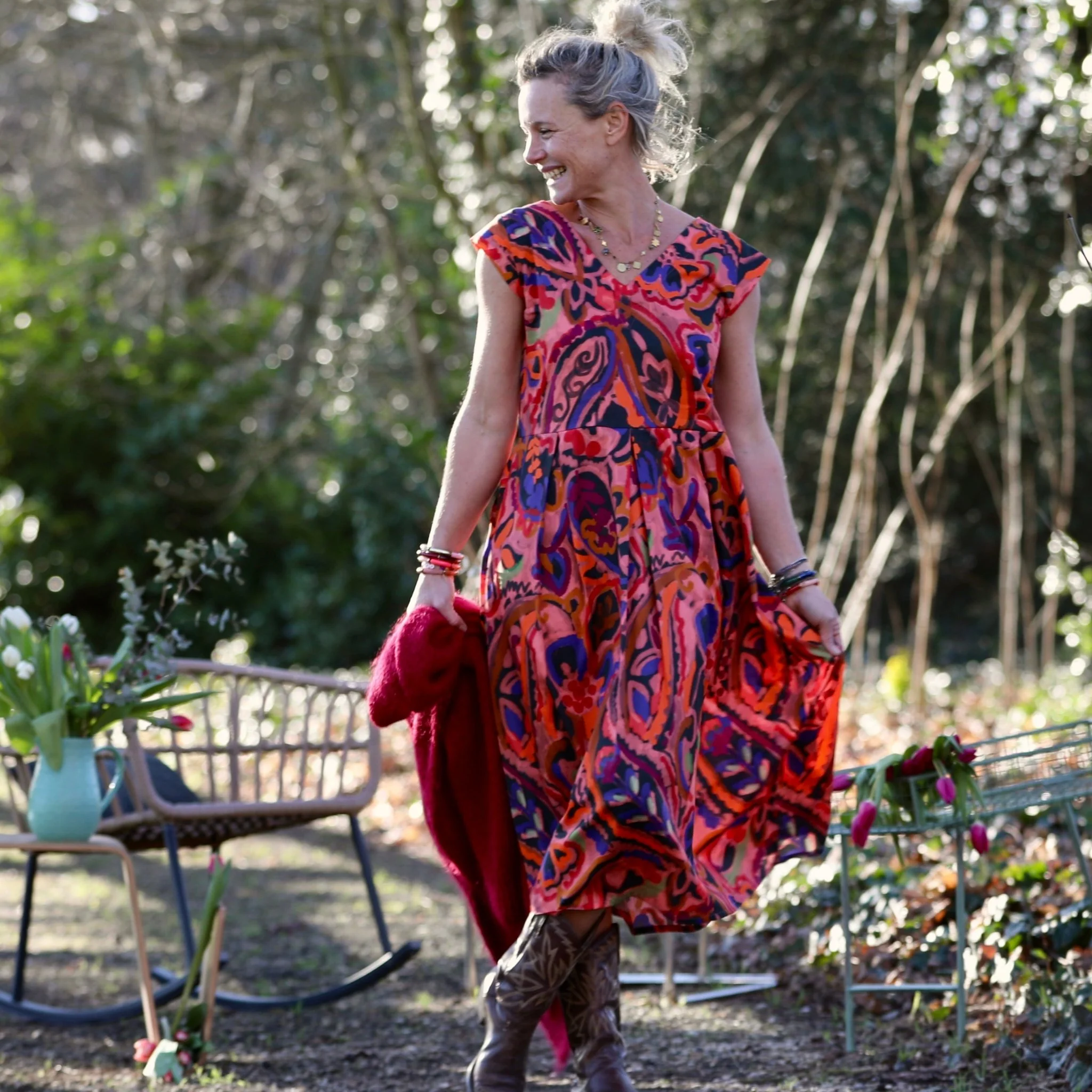 Robe Louison - Satin de coton palette fauve - Image 7