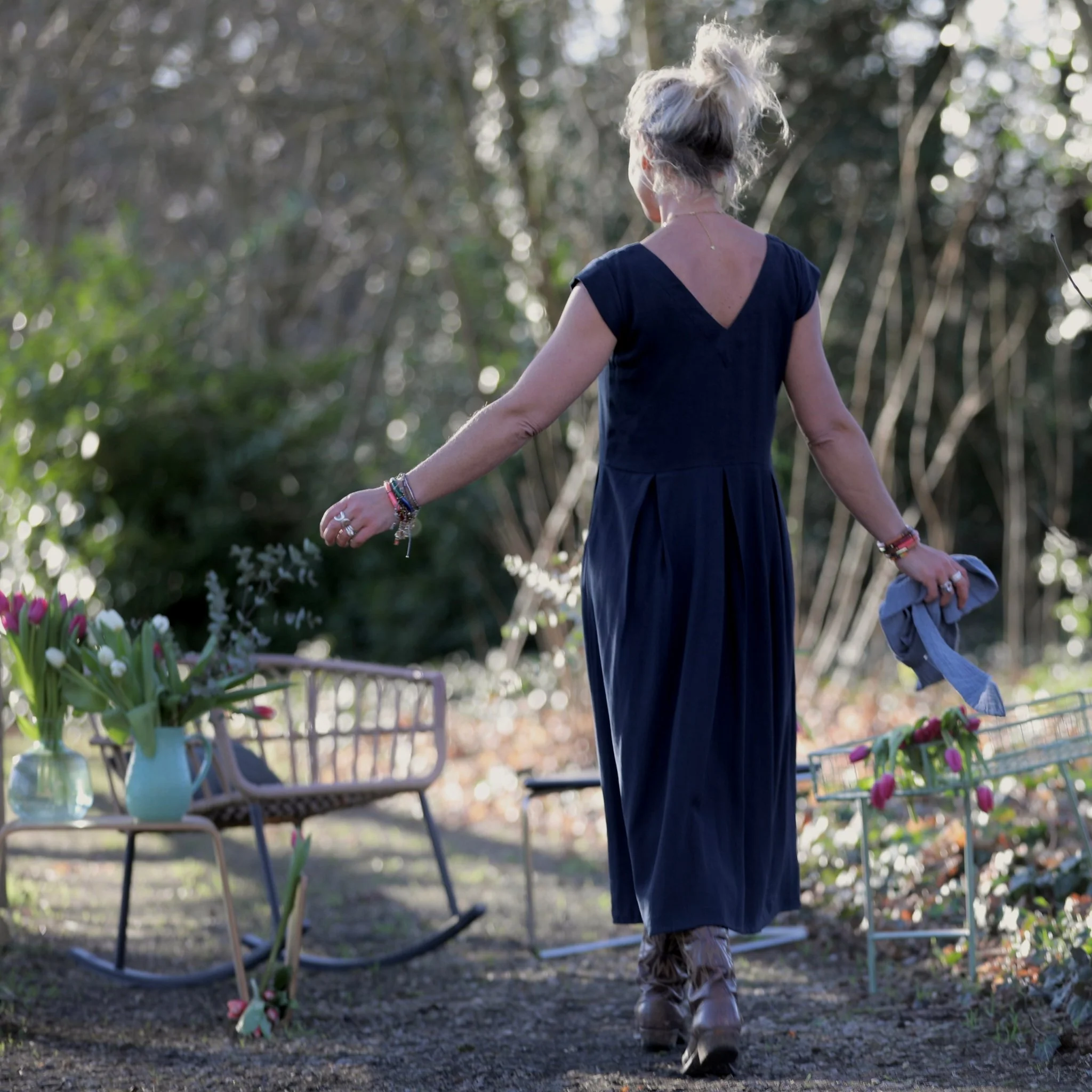 Robe Louison - viscose/lin bleu marine - Image 3