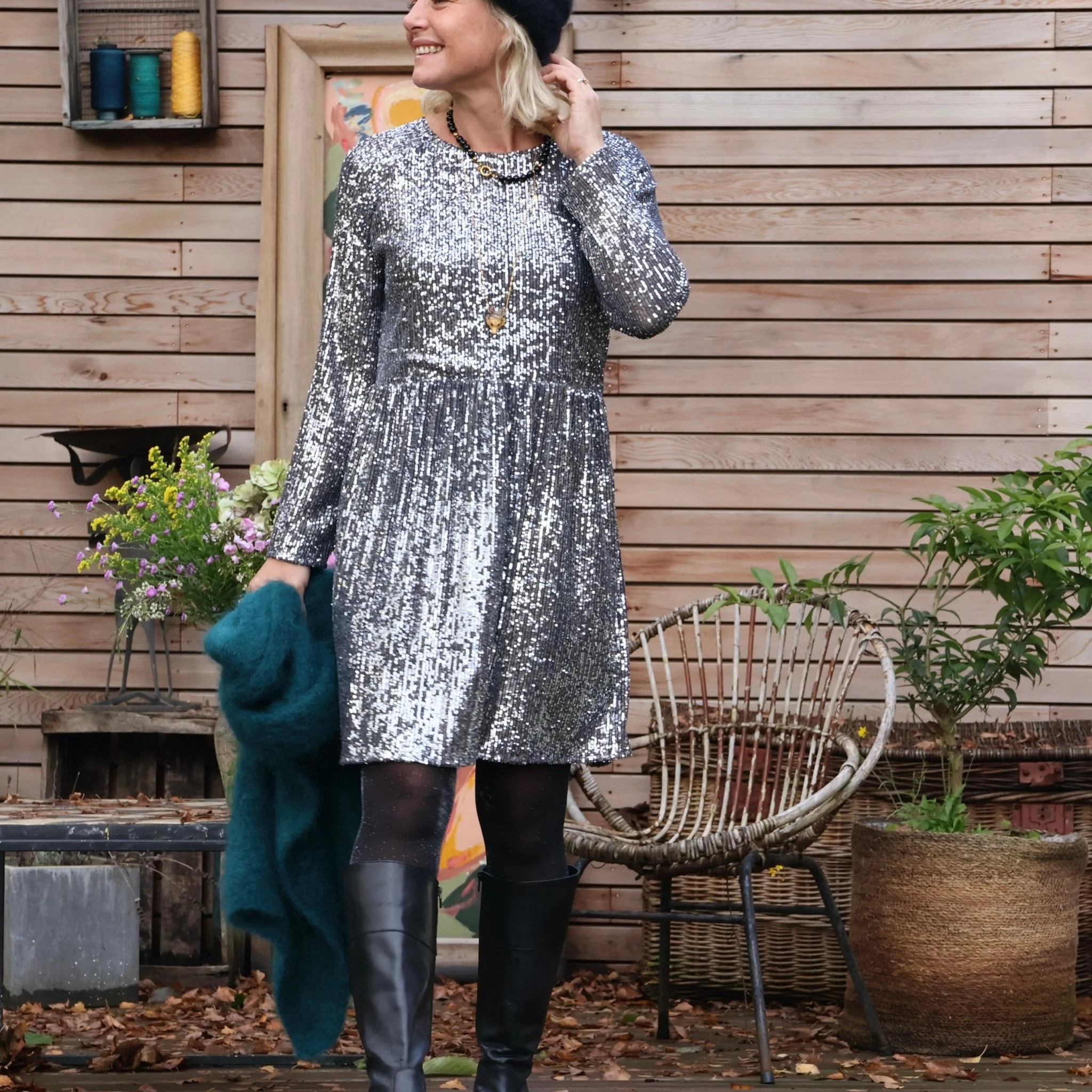Robe Mia courte - sequins argent - Image 7