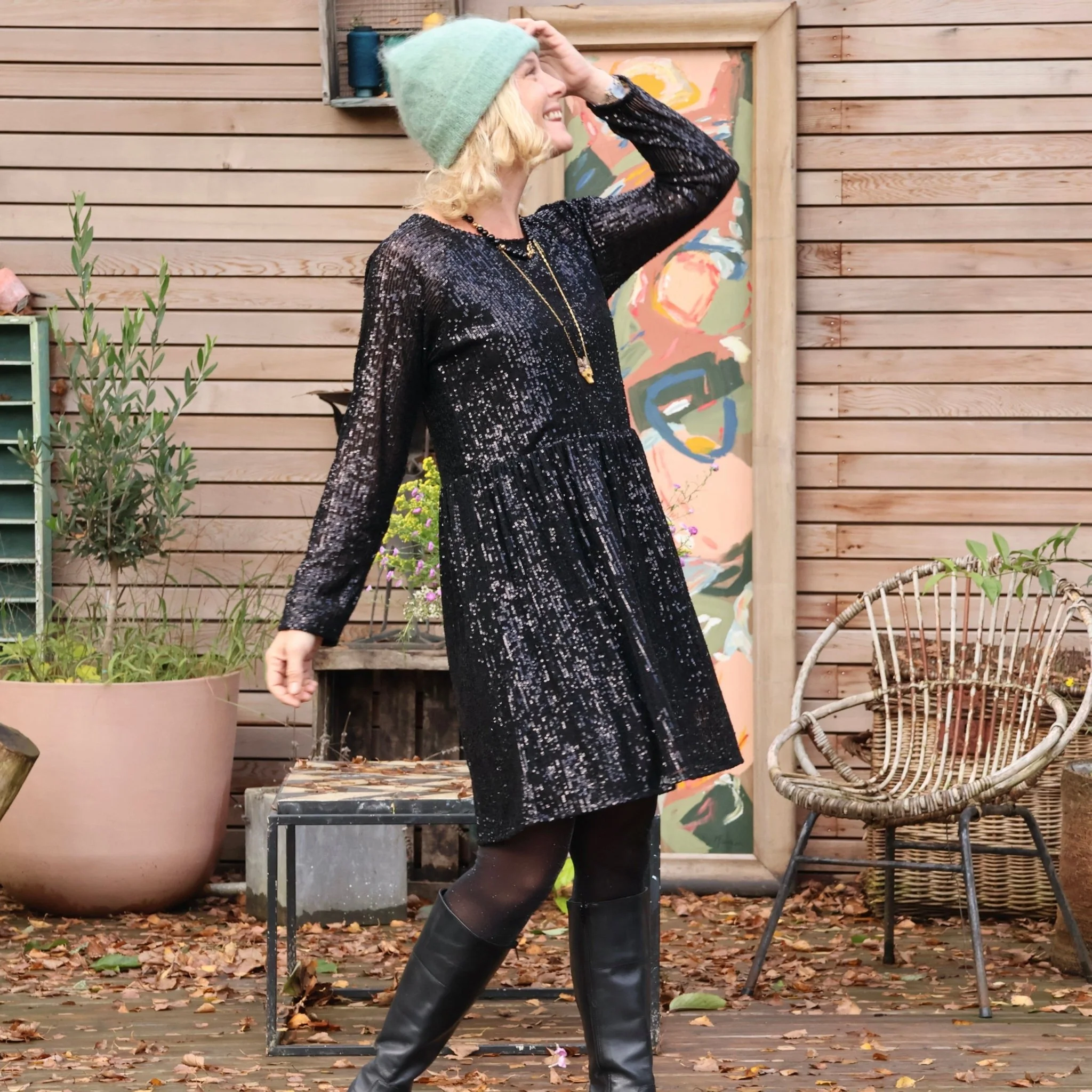 Robe Mia courte - sequins noirs - Image 3
