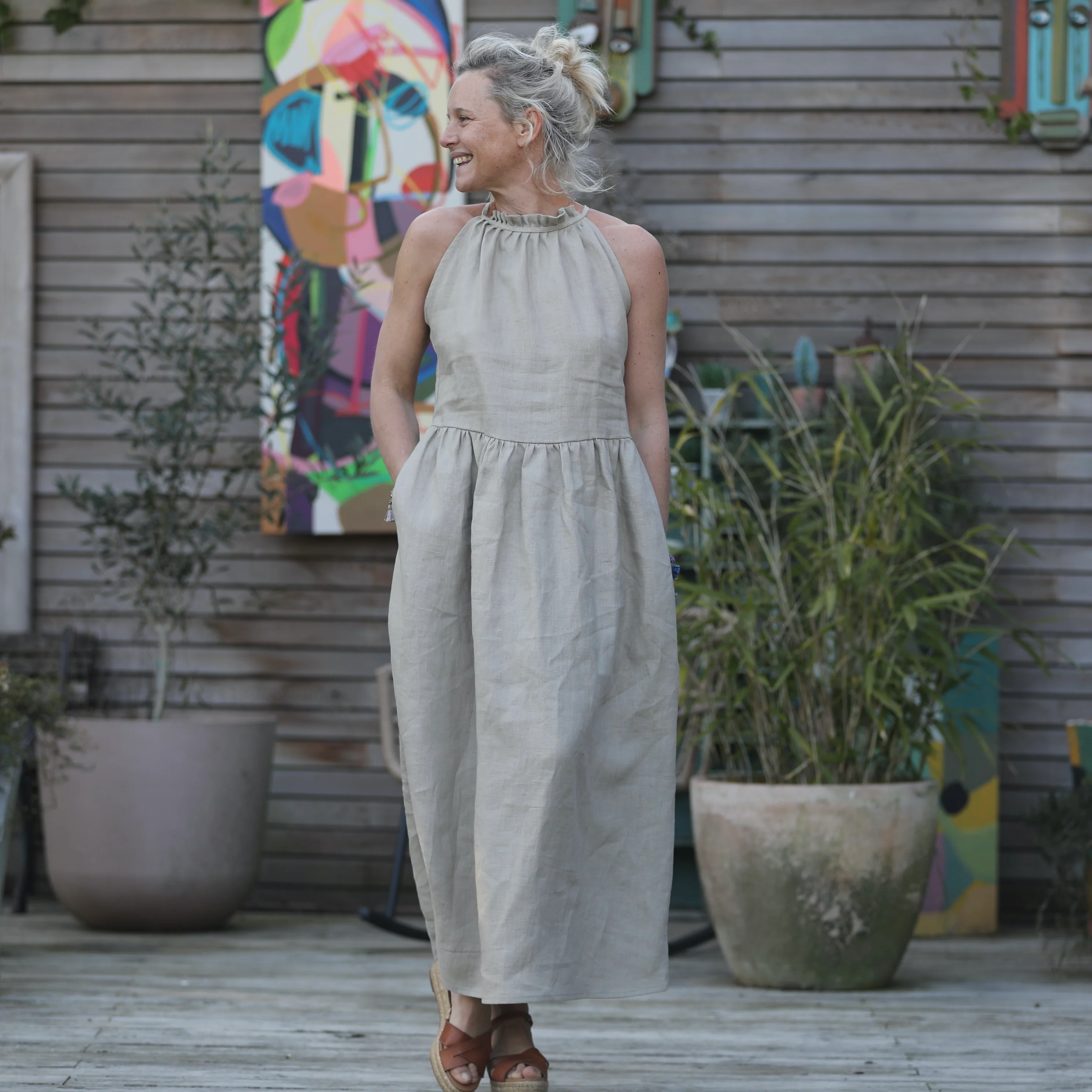 Robe Monique et son boléro en lin ficelle - Image 10