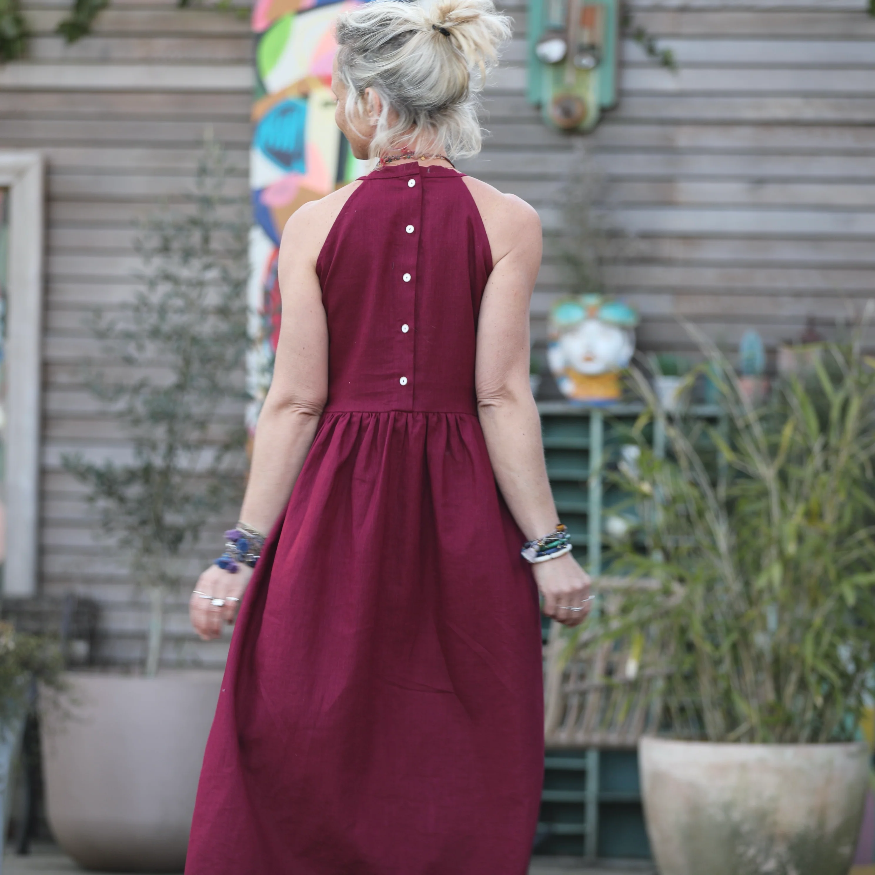 Prototype - Robe Monique et son boléro - viscose fleurie prune/ocre - Image 8