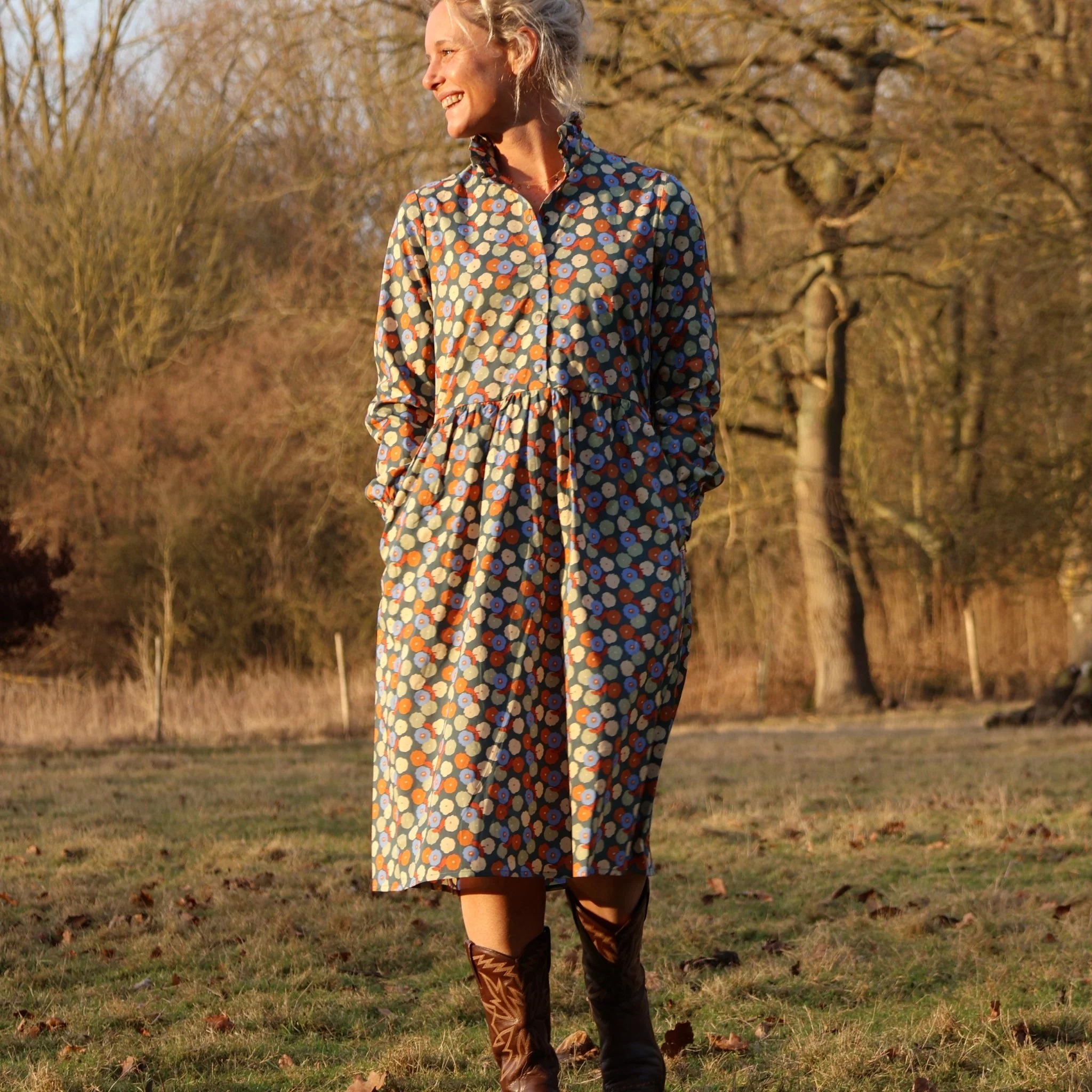 Robe Pomme - longueur midi - coton - jardin d'antan - Image 9