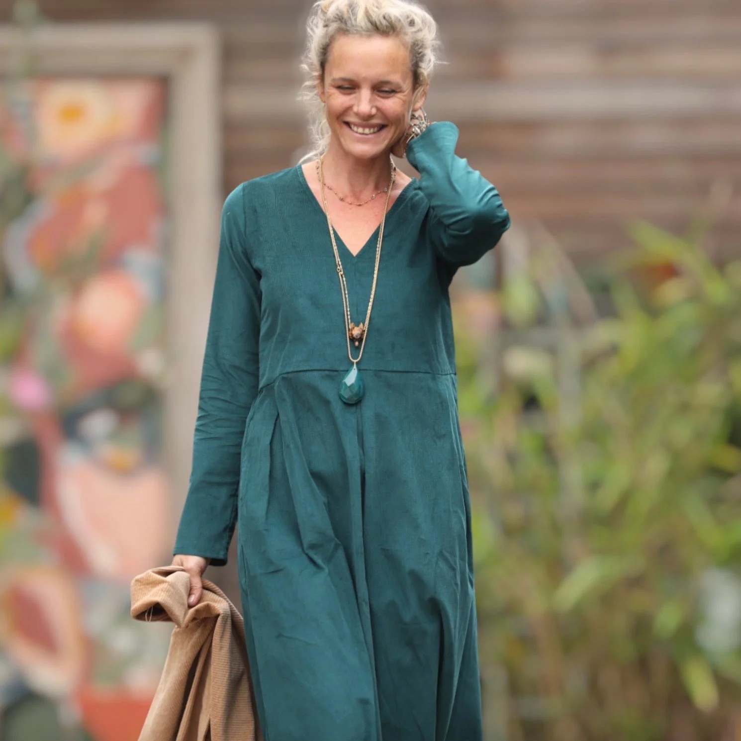 Robe Romane - velours milleraies colvert - Image 7