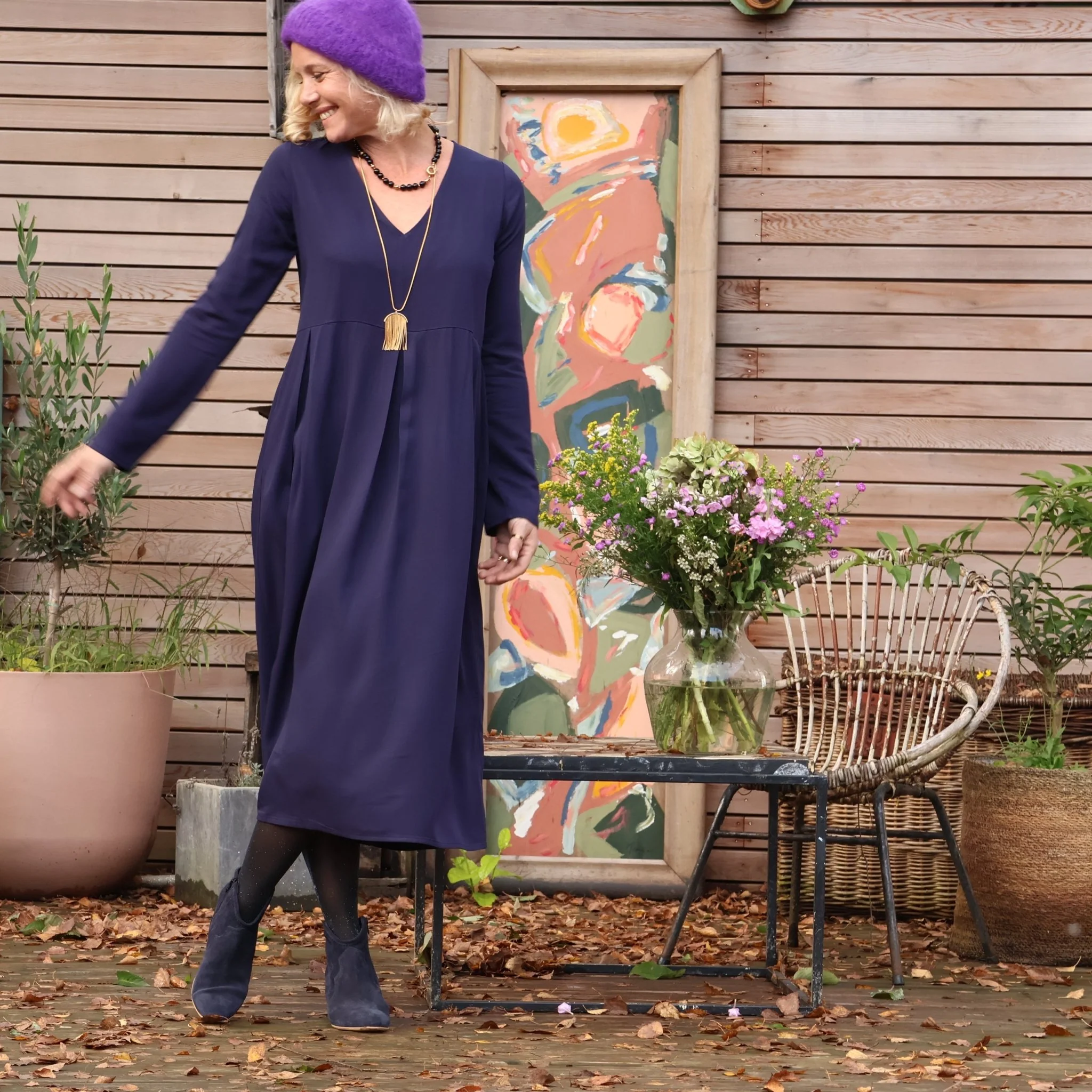 Robe Romane - viscose bleu nuit - Image 6