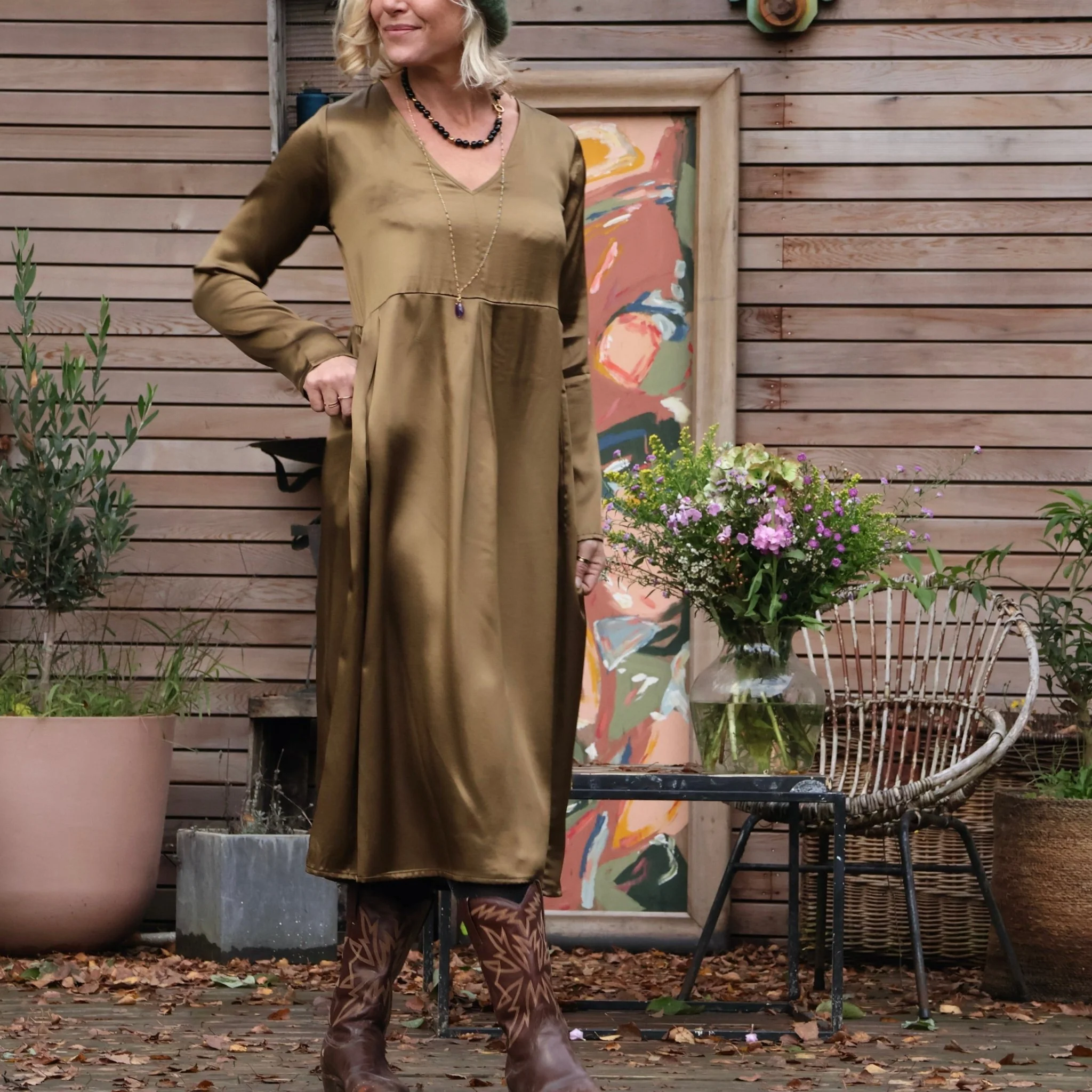 Robe Romane - viscose mordorée - Image 5