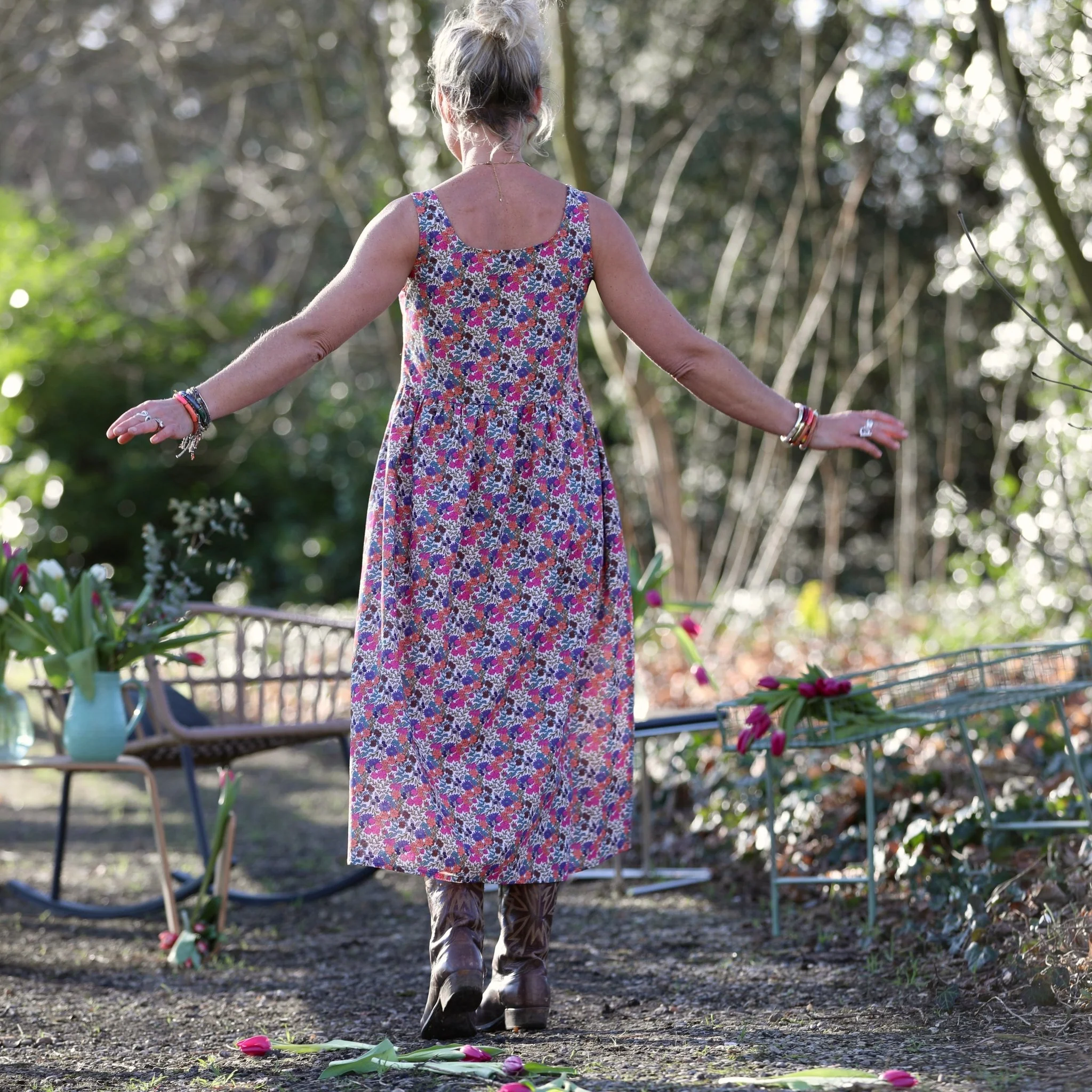 Robe Solène - coton Jardin Framboise - Image 3