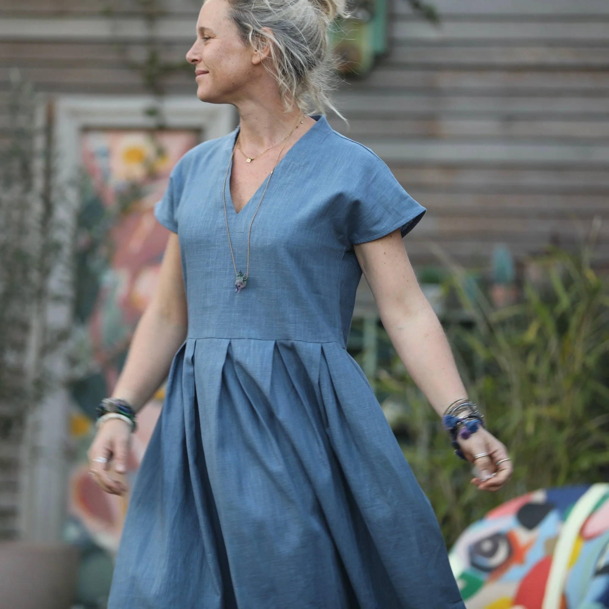 Robe Sylvette - lin bleu doux - Image 6