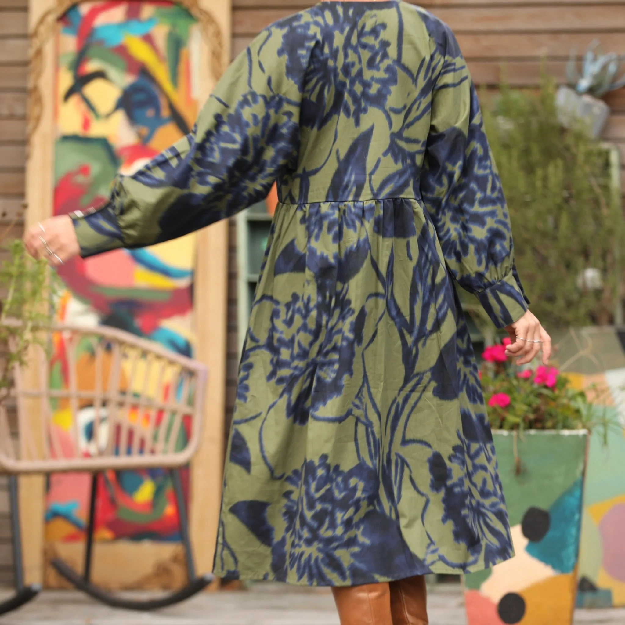 Robe Orlane - satin de coton Ondée botanique - Image 10