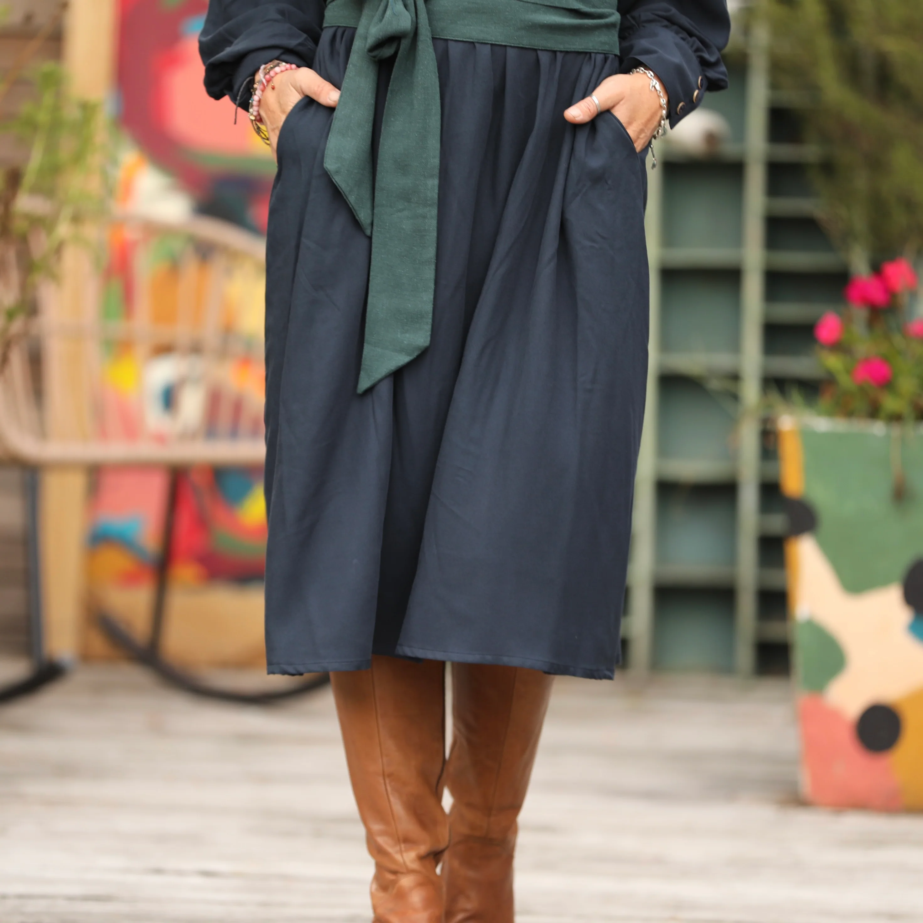 Robe Orlane - sergé de viscose marine - Image 10