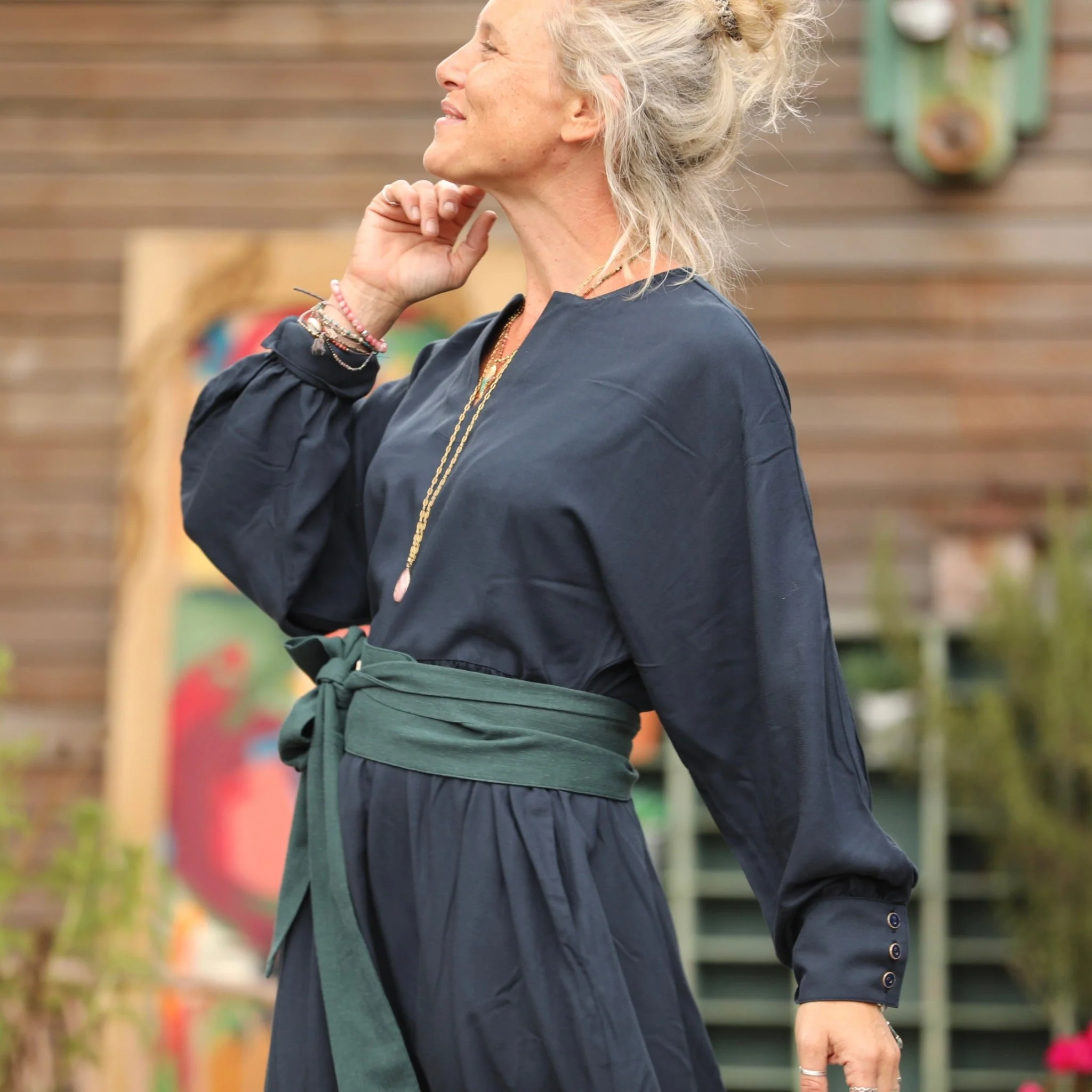 Robe Orlane - sergé de viscose marine - Image 7