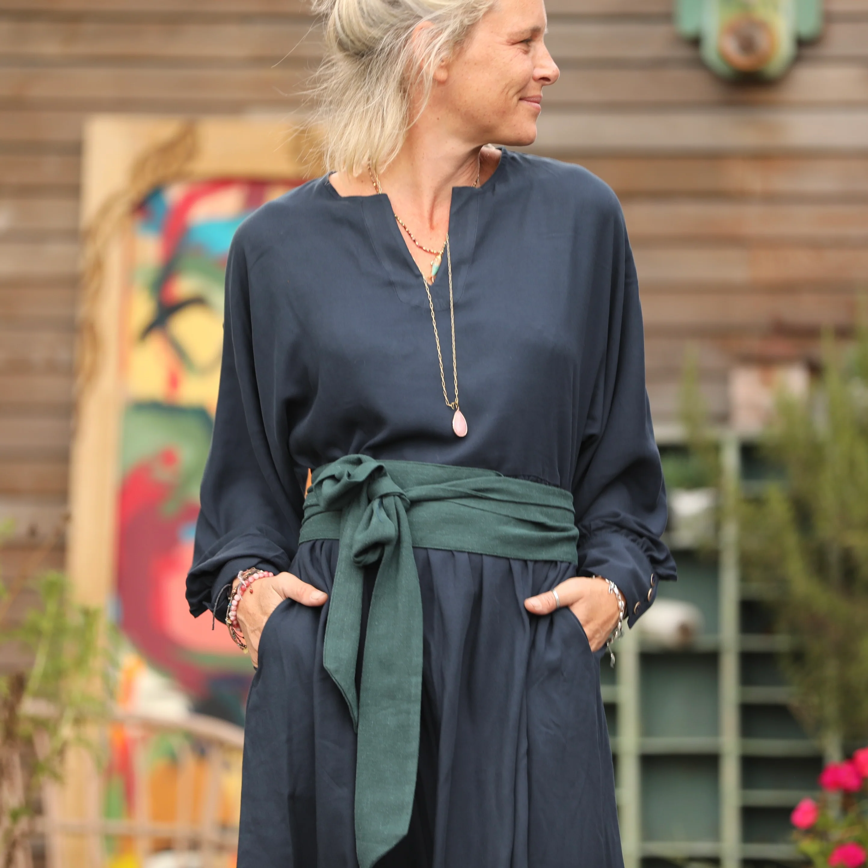 Robe Orlane - sergé de viscose marine - Image 9