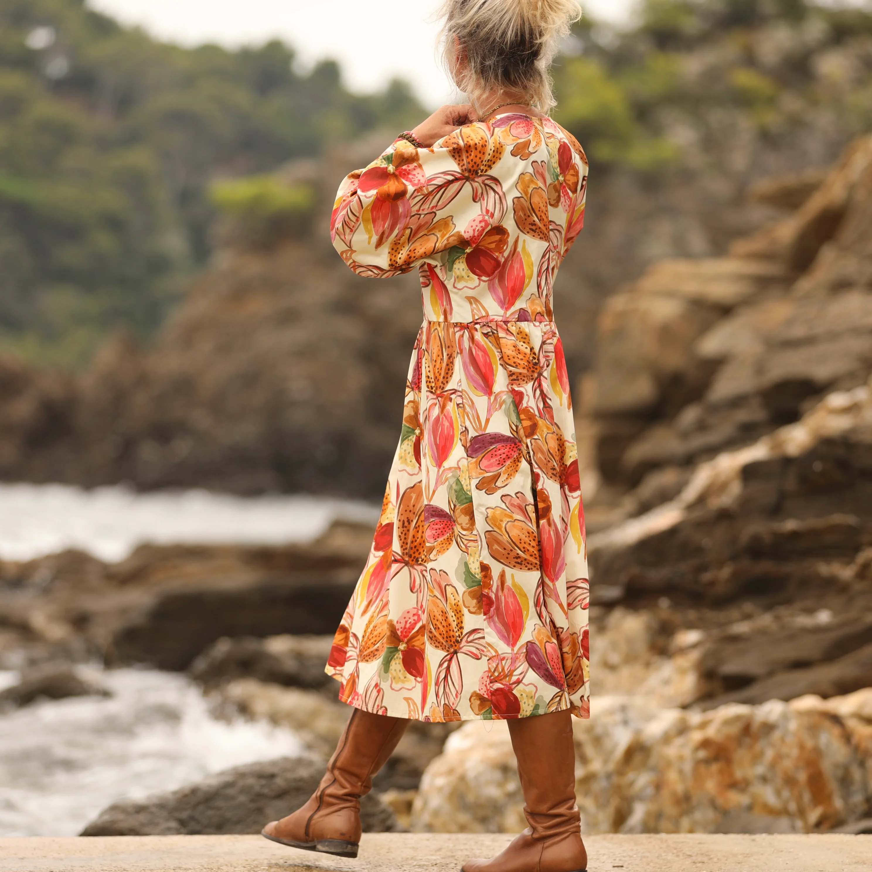 Robe Orlane - satin de coton poésie d’automne - Image 5