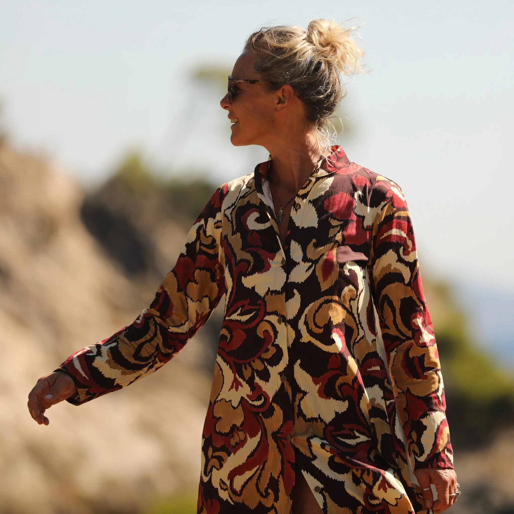 Robe Yuna - satin de coton Éclat Grenat - Image 10