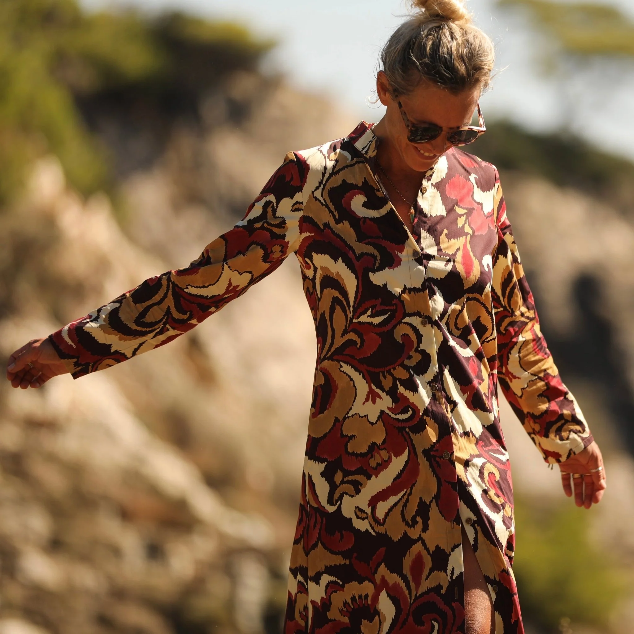 Robe Yuna - satin de coton Éclat Grenat - Image 3
