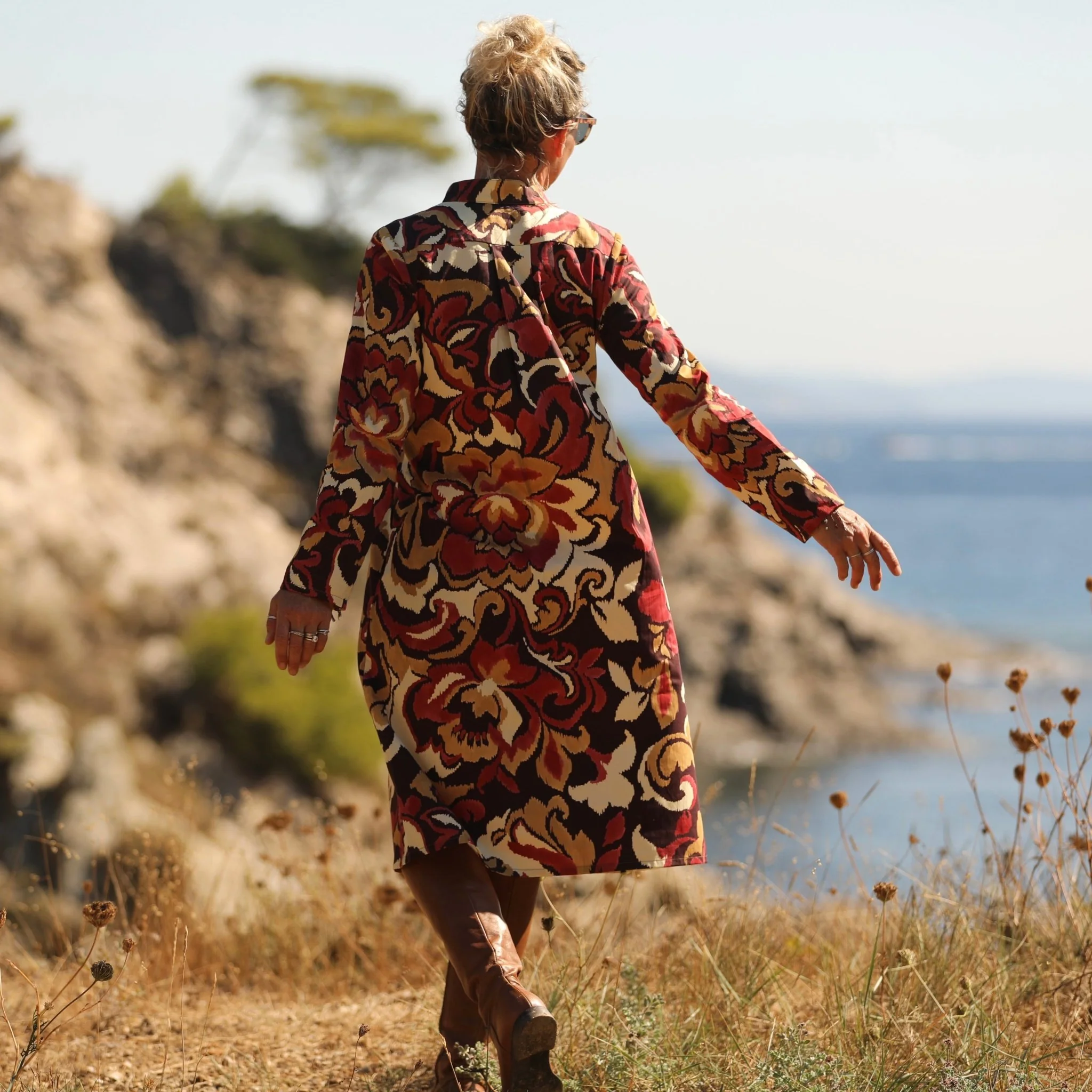 Robe Yuna - satin de coton Éclat Grenat - Image 5