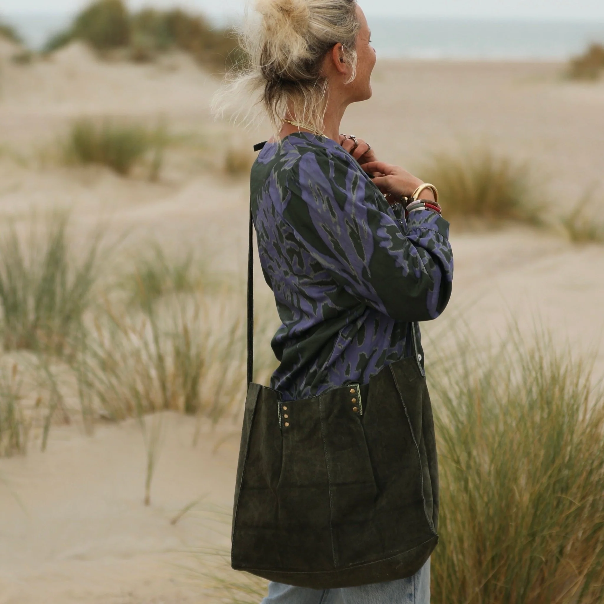 Sac Lisière – Cuir kaki - Image 2
