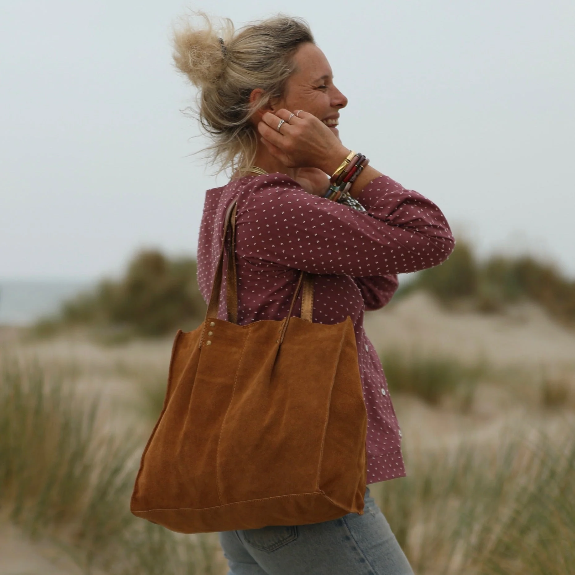 Sac Lisière – Cuir caramel - Image 8