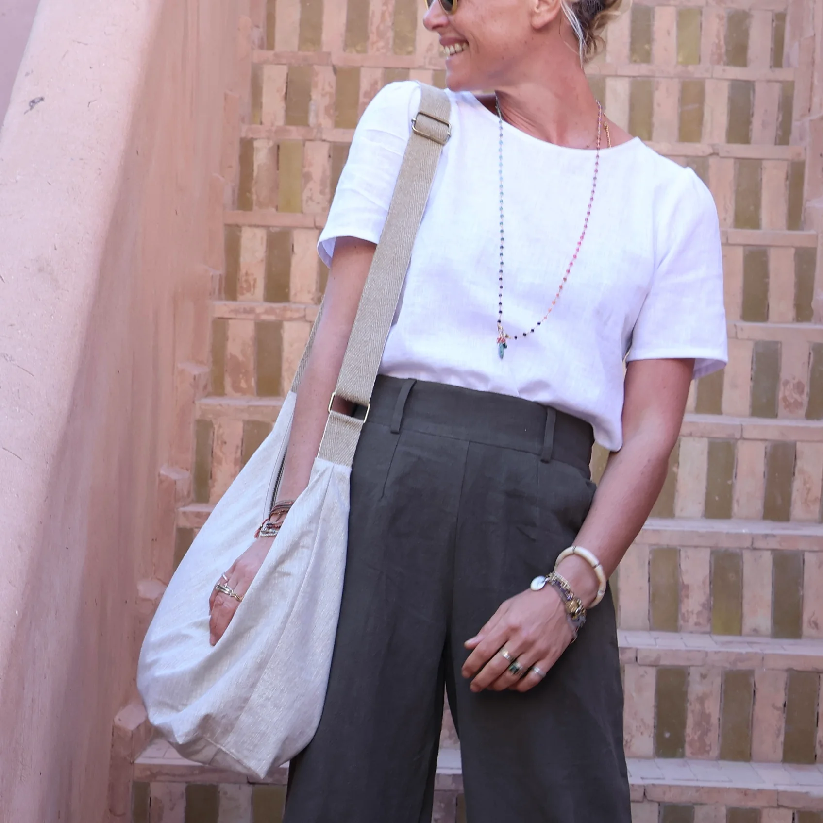 Sac Maud lin naturel/argent - Image 8