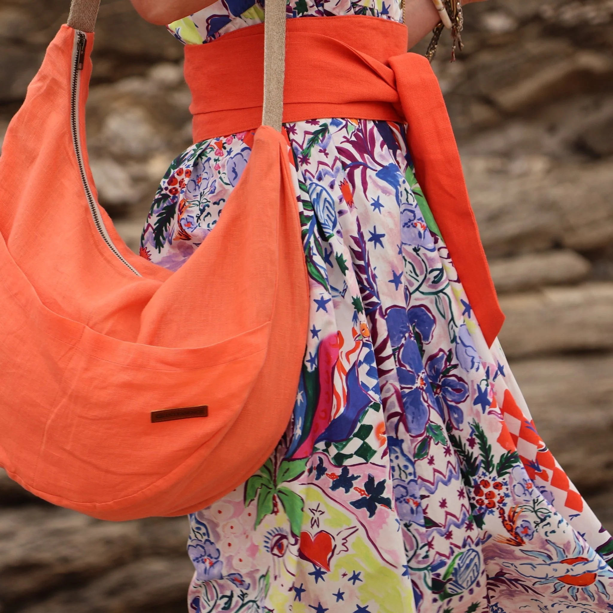 Sac Pia en lin orange - Image 6