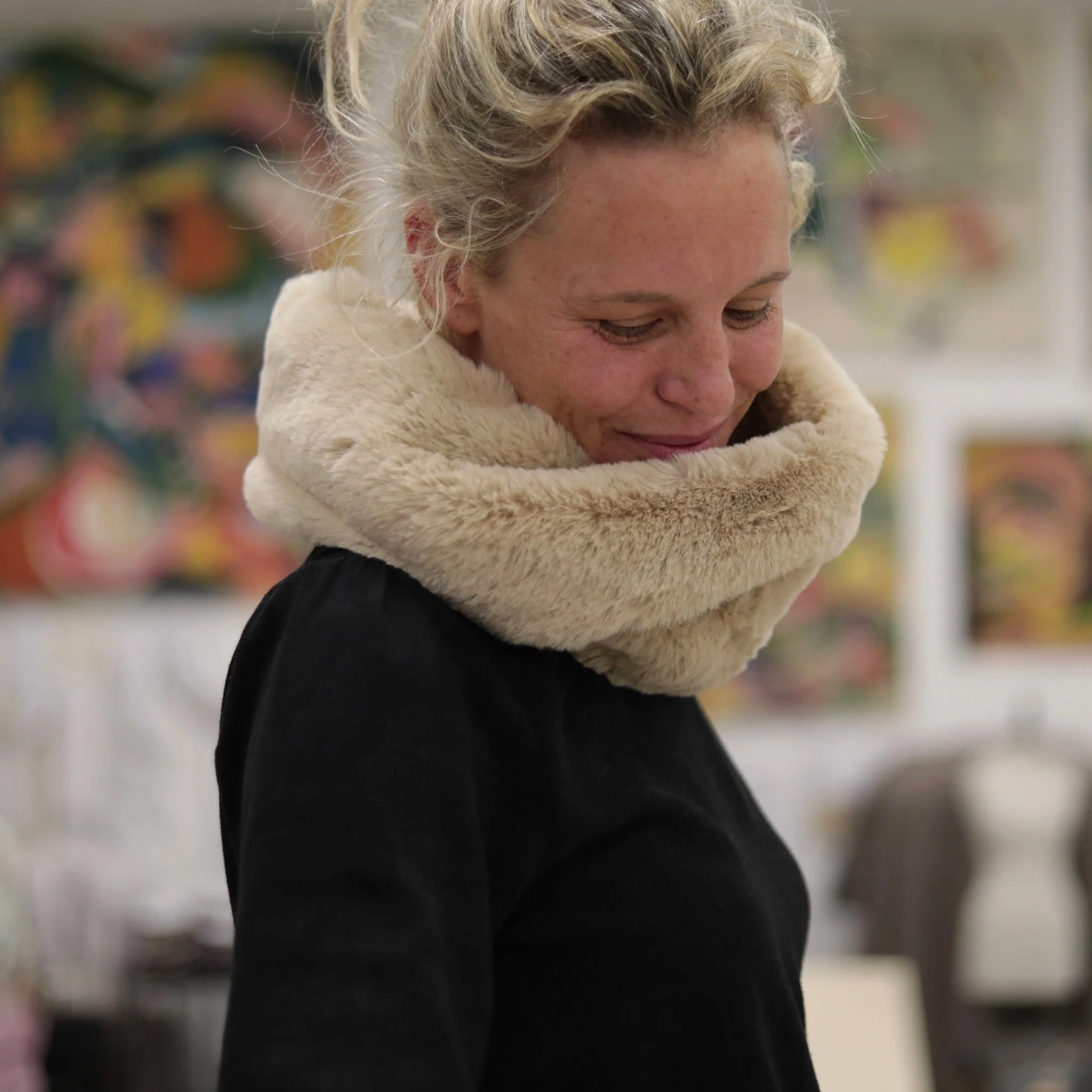 Le snood Douillet Nilo - Fourrure ficelle - hauteur 20cm