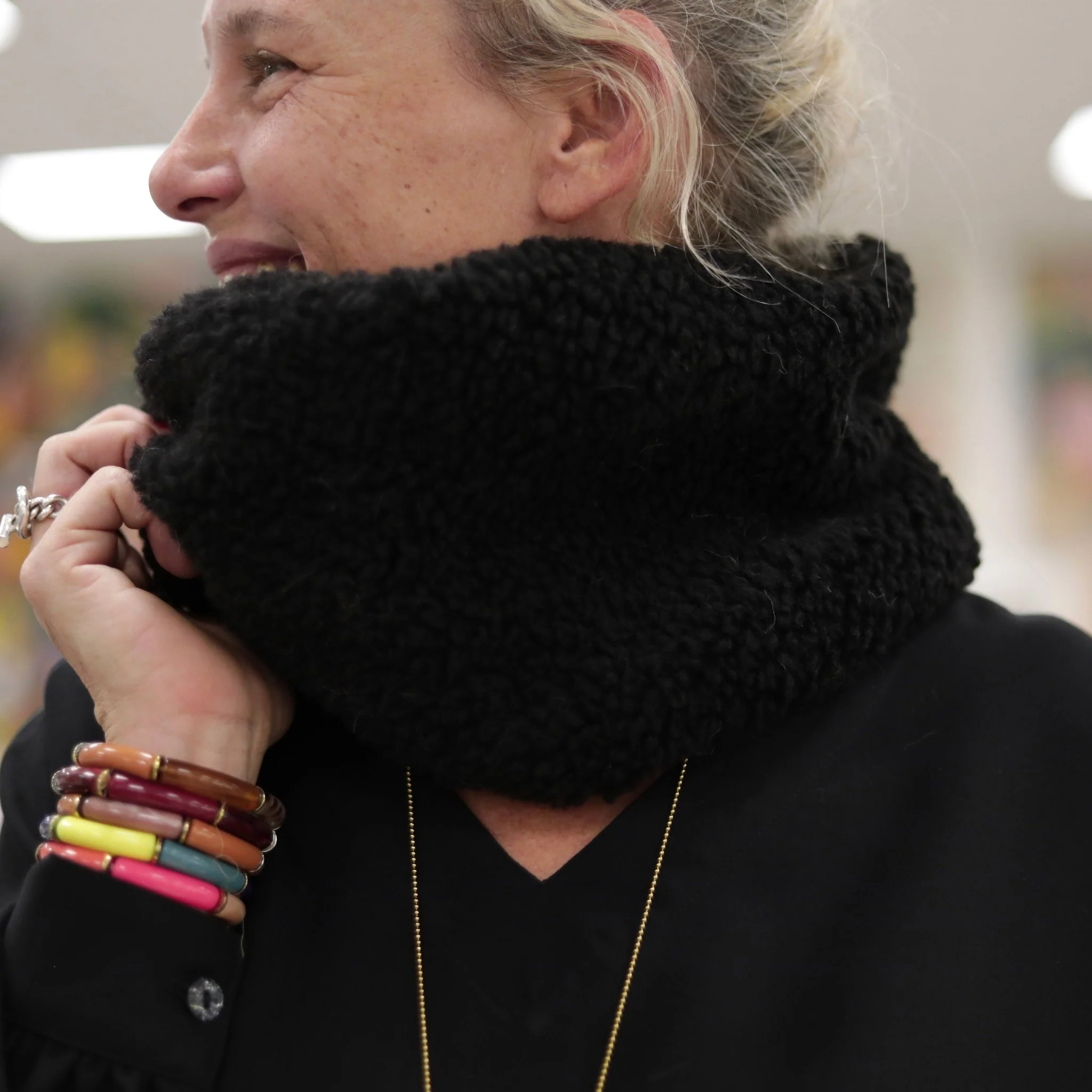 Le snood Douillet Nilo - Sherpa noir - hauteur 20cm - Image 2