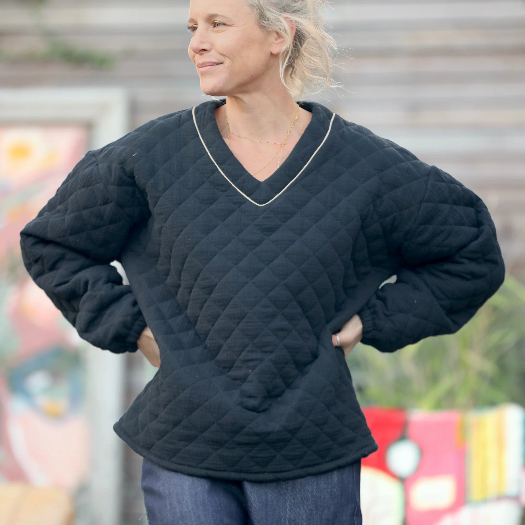 Sweat Gustave- matelassé en double gaze de coton noire - Image 7