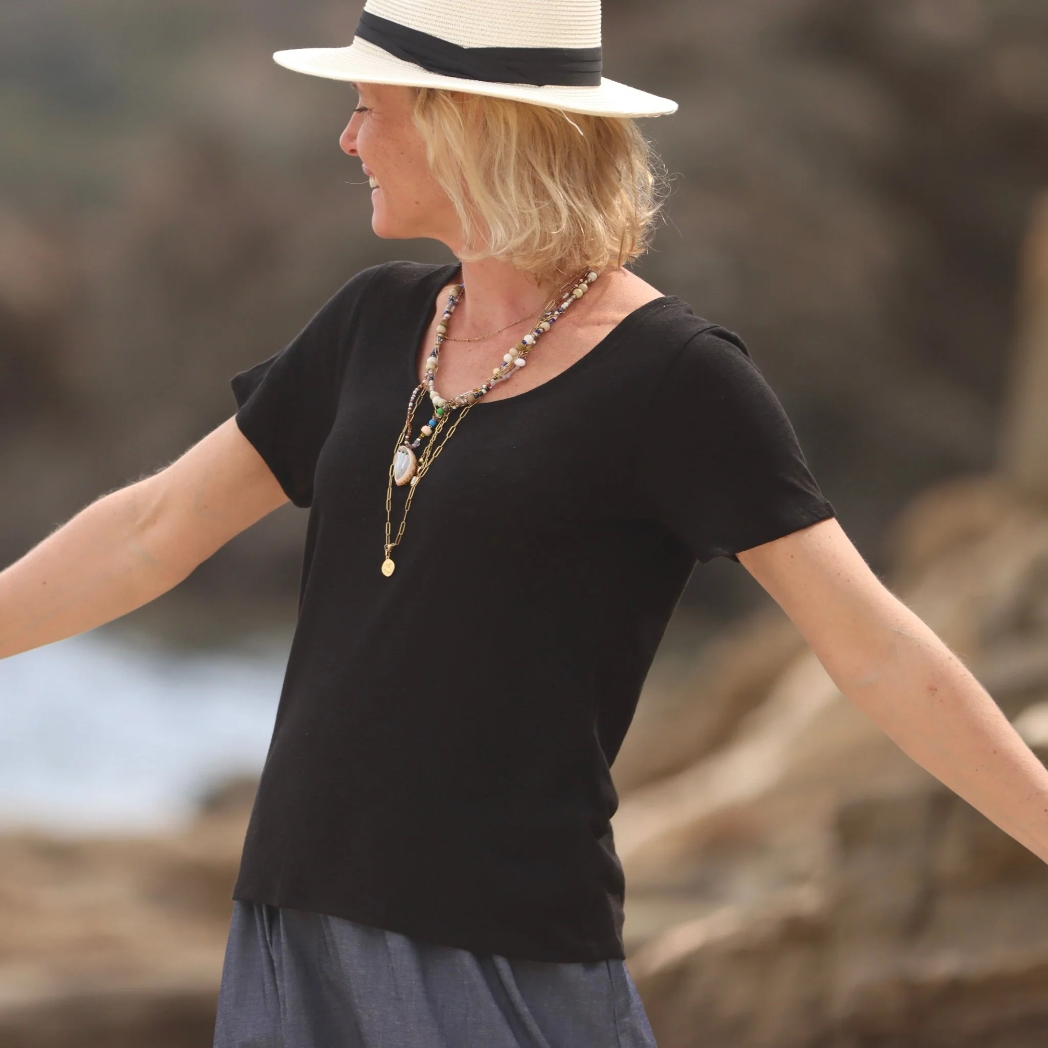 T-shirt Gabin lin/viscose noir