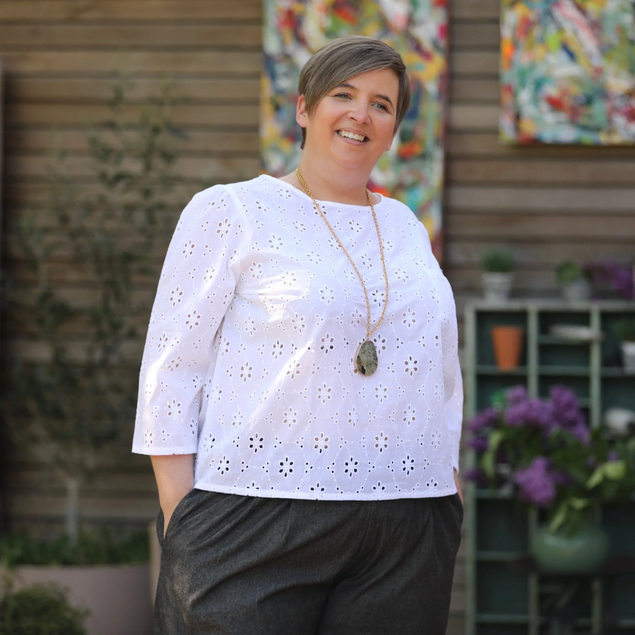 Blouse Toscane - coton rayures Aztèques - Image 9